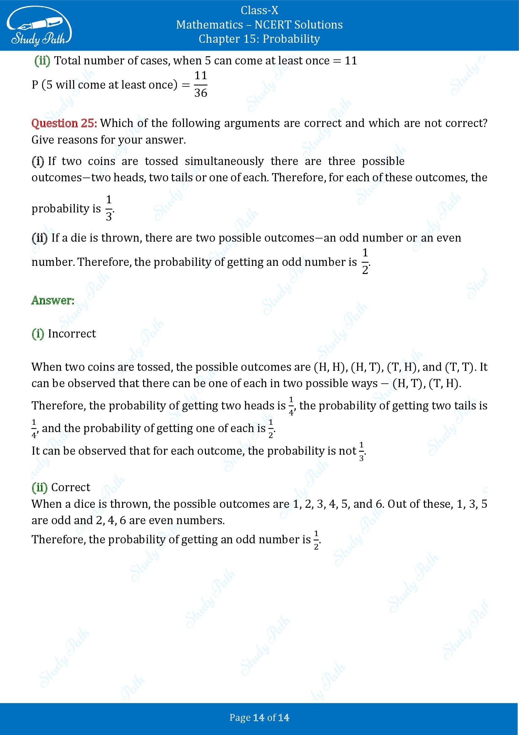 NCERT Solutions for Class 10 Maths Chapter 15 Probability Exercise 15.1 00014
