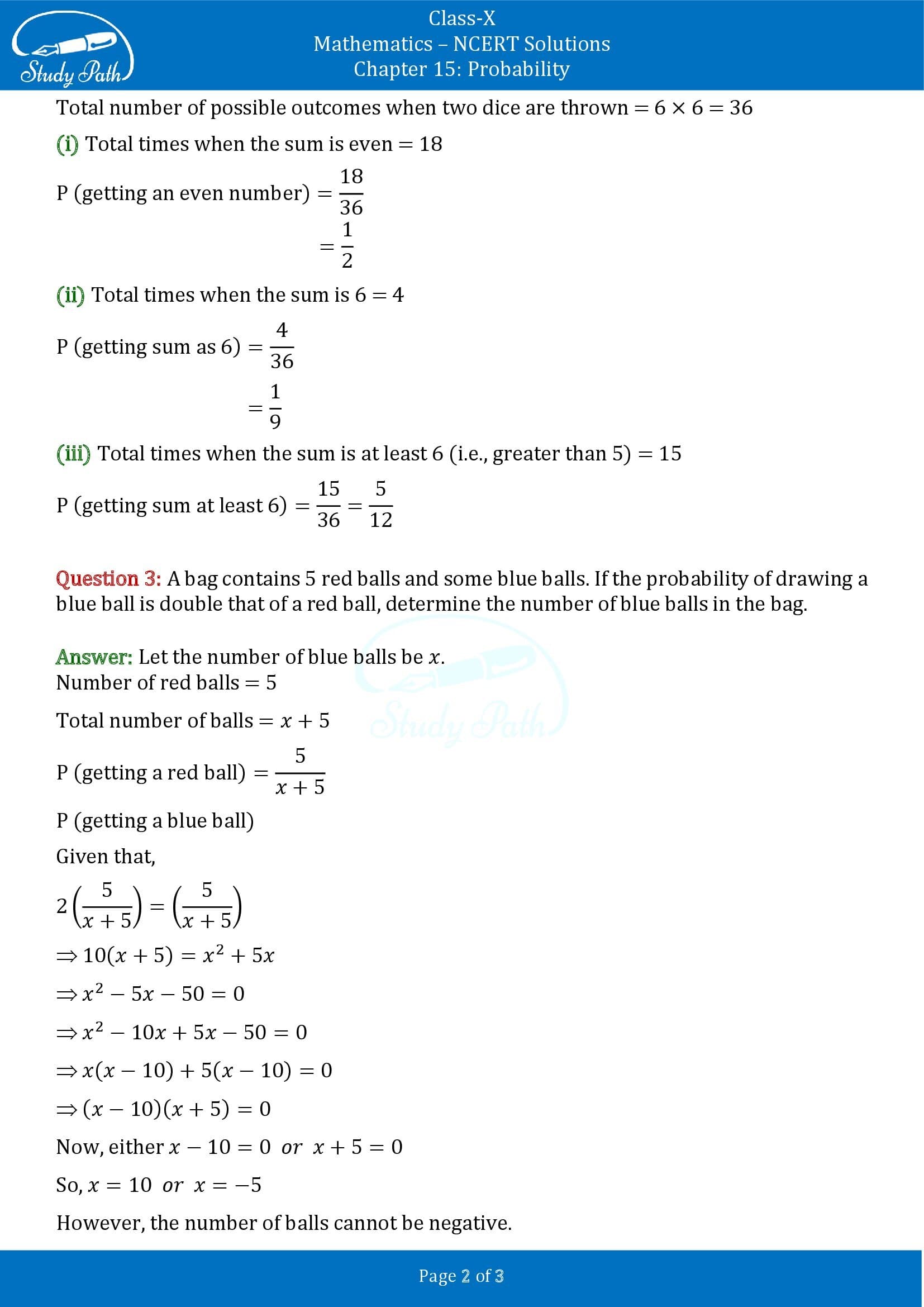 NCERT Solutions for Class 10 Maths Chapter 15 Probability Exercise 15.2 00002