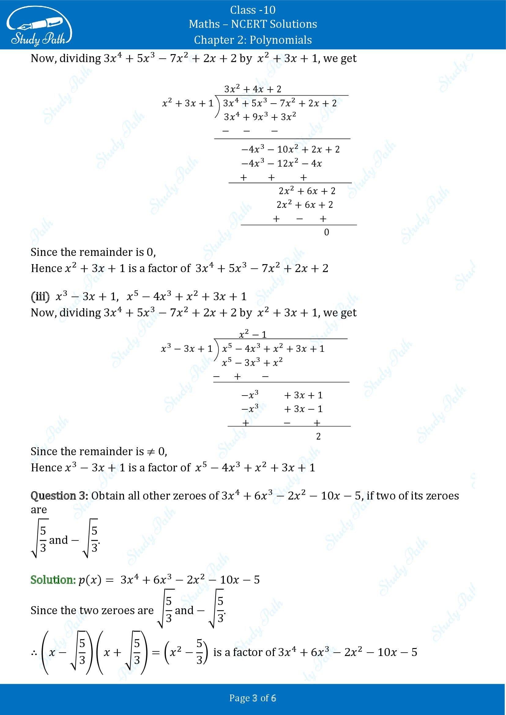 NCERT Solutions for Class 10 Maths Chapter 2 Polynomials Exercise 2.3 00003
