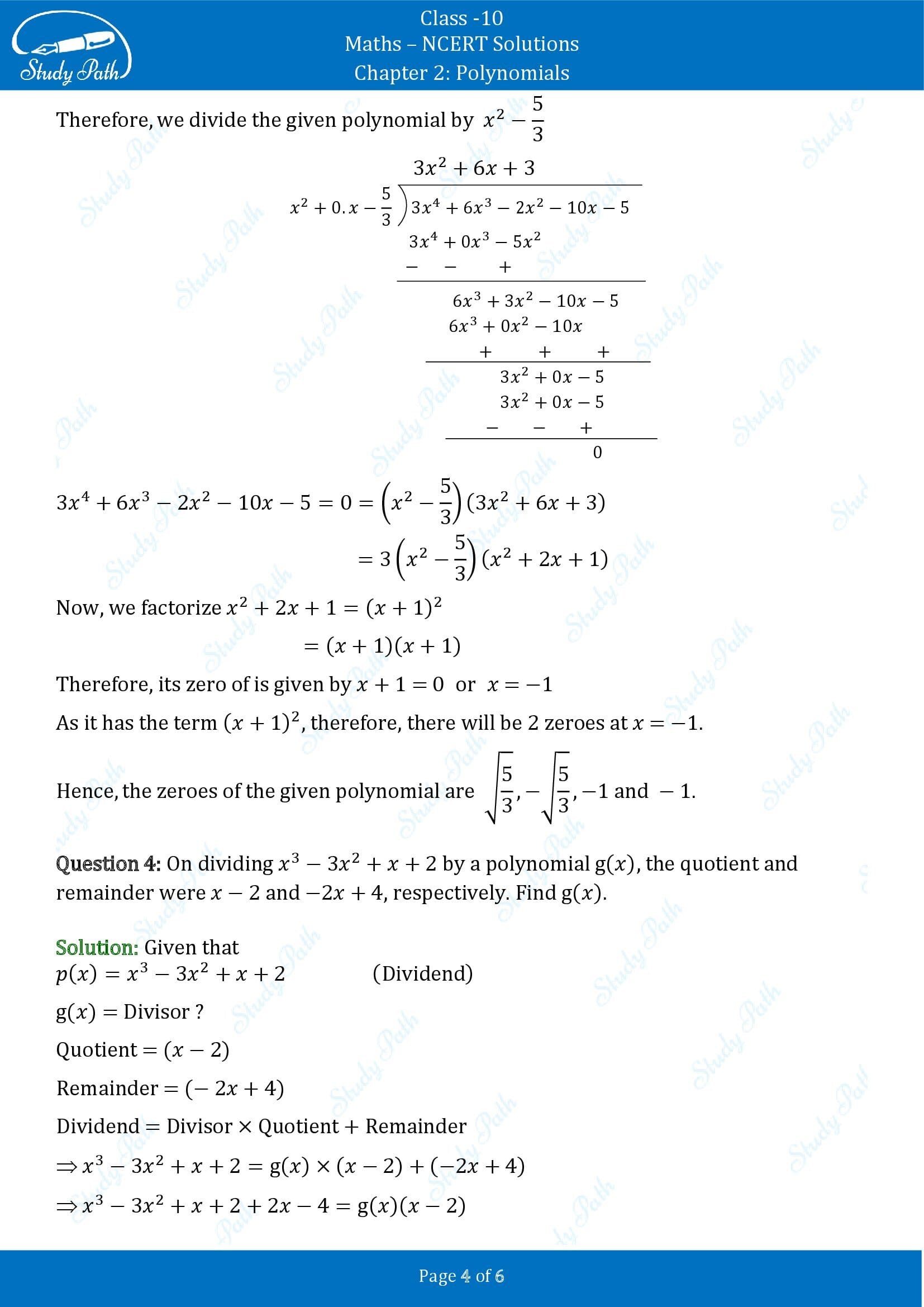 NCERT Solutions for Class 10 Maths Chapter 2 Polynomials Exercise 2.3 00004