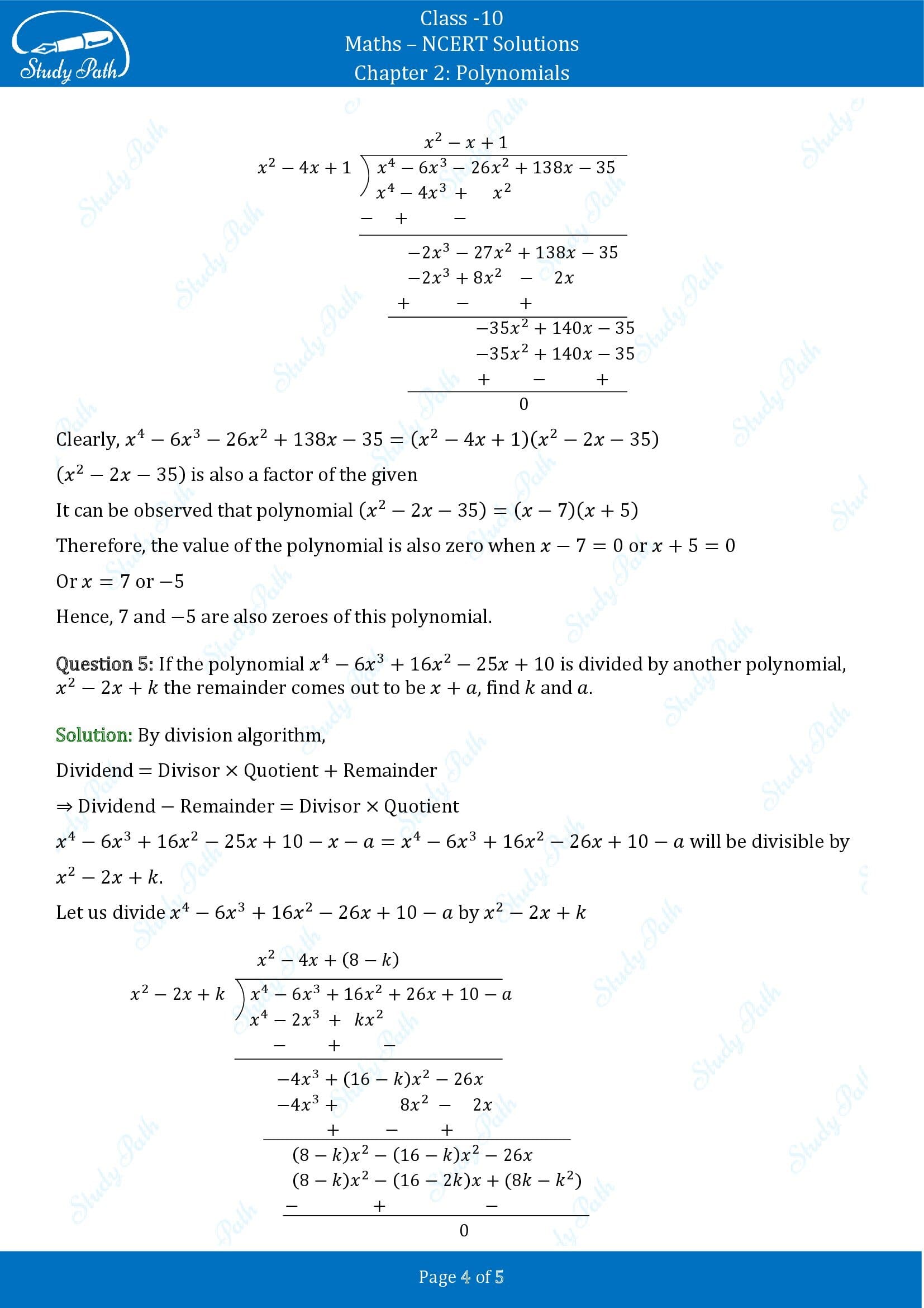 NCERT Solutions for Class 10 Maths Chapter 2 Polynomials Exercise 2.4 00004