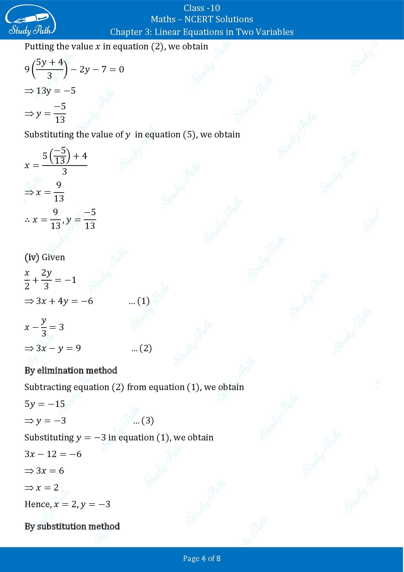 NCERT Solutions for Class 10 Maths Chapter 3 Linear Equations in Two Variables Exercise 3.4 00004