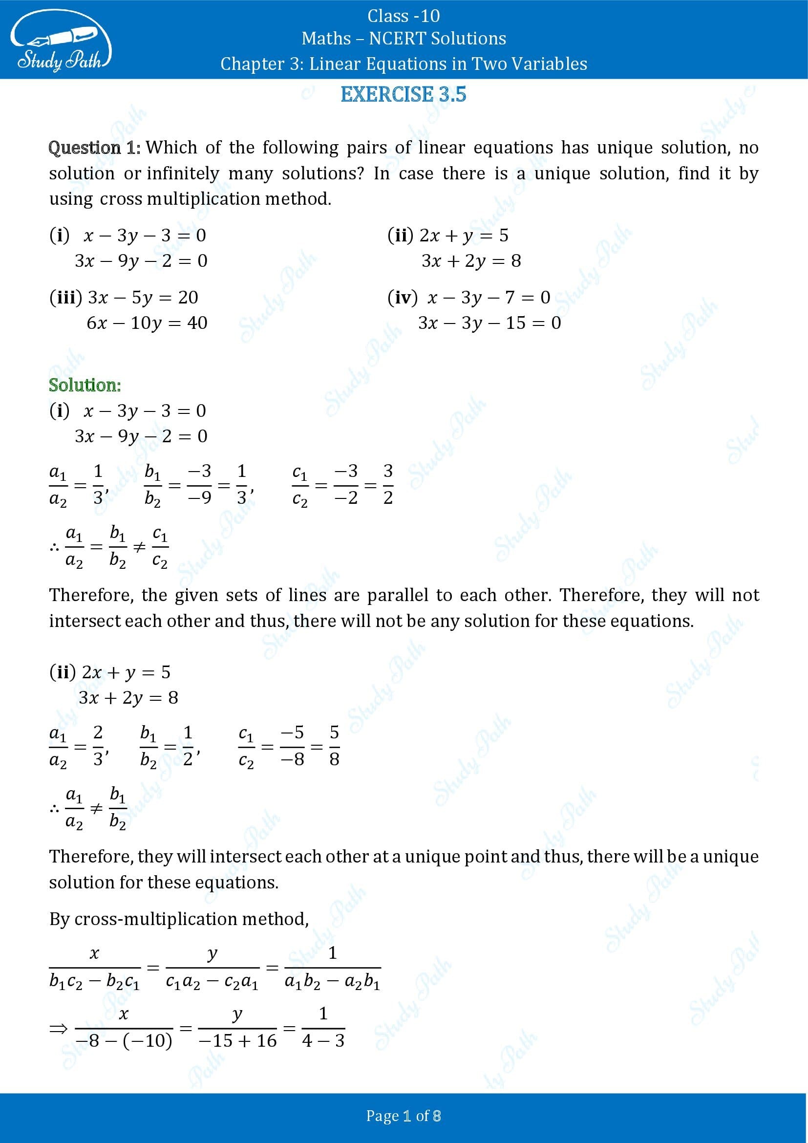 NCERT Solutions for Class 10 Maths Chapter 3 Linear Equations in Two Variables Exercise 3.5 00001