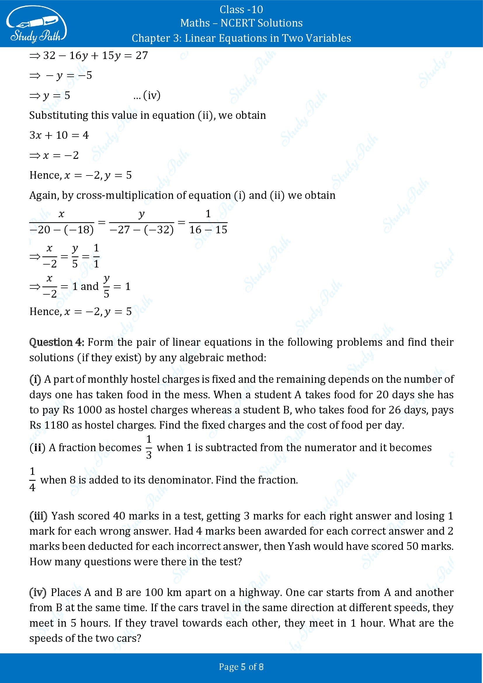 NCERT Solutions for Class 10 Maths Chapter 3 Linear Equations in Two Variables Exercise 3.5 00005