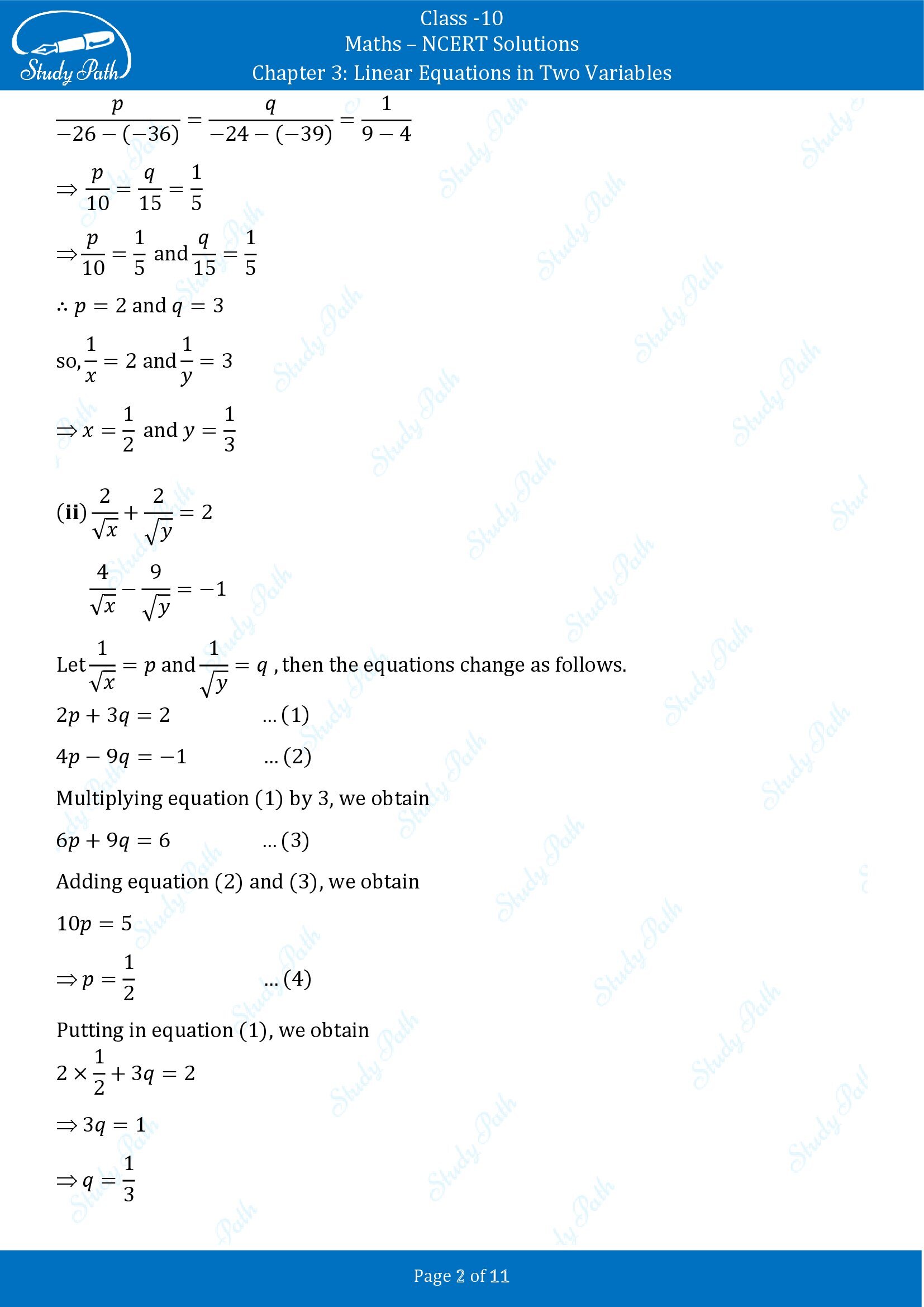NCERT Solutions for Class 10 Maths Chapter 3 Linear Equations in Two Variables Exercise 3.6 00002