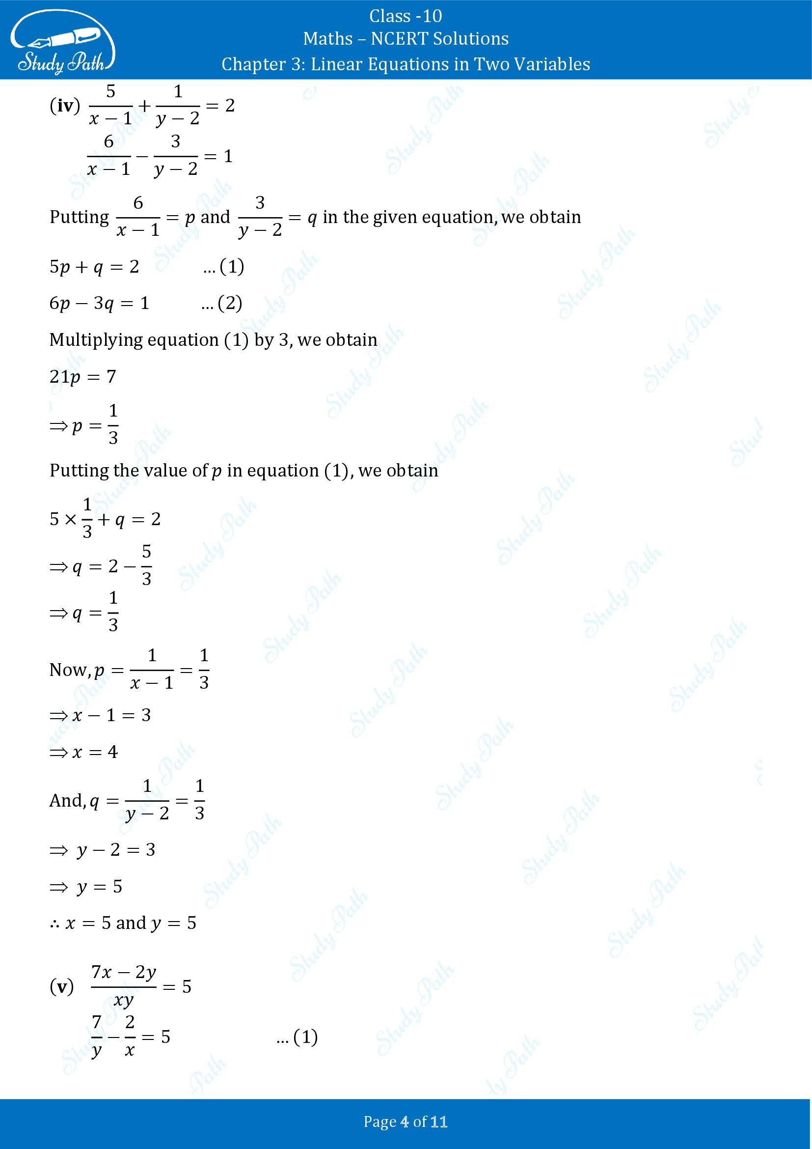 NCERT Solutions for Class 10 Maths Chapter 3 Linear Equations in Two Variables Exercise 3.6 00004
