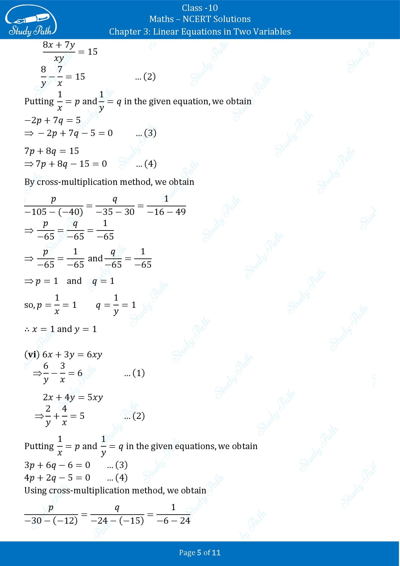 NCERT Solutions for Class 10 Maths Chapter 3 Linear Equations in Two Variables Exercise 3.6 00005