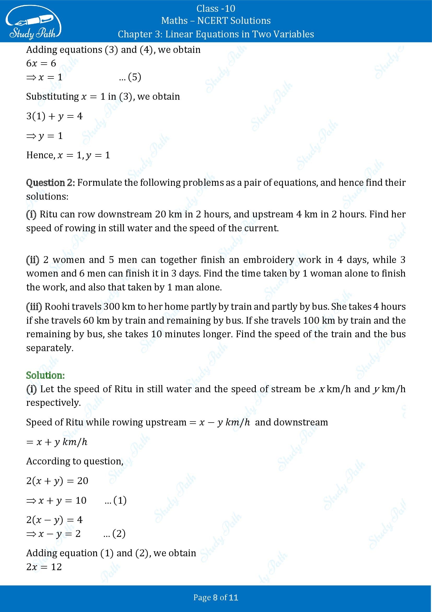 NCERT Solutions for Class 10 Maths Chapter 3 Linear Equations in Two Variables Exercise 3.6 00008
