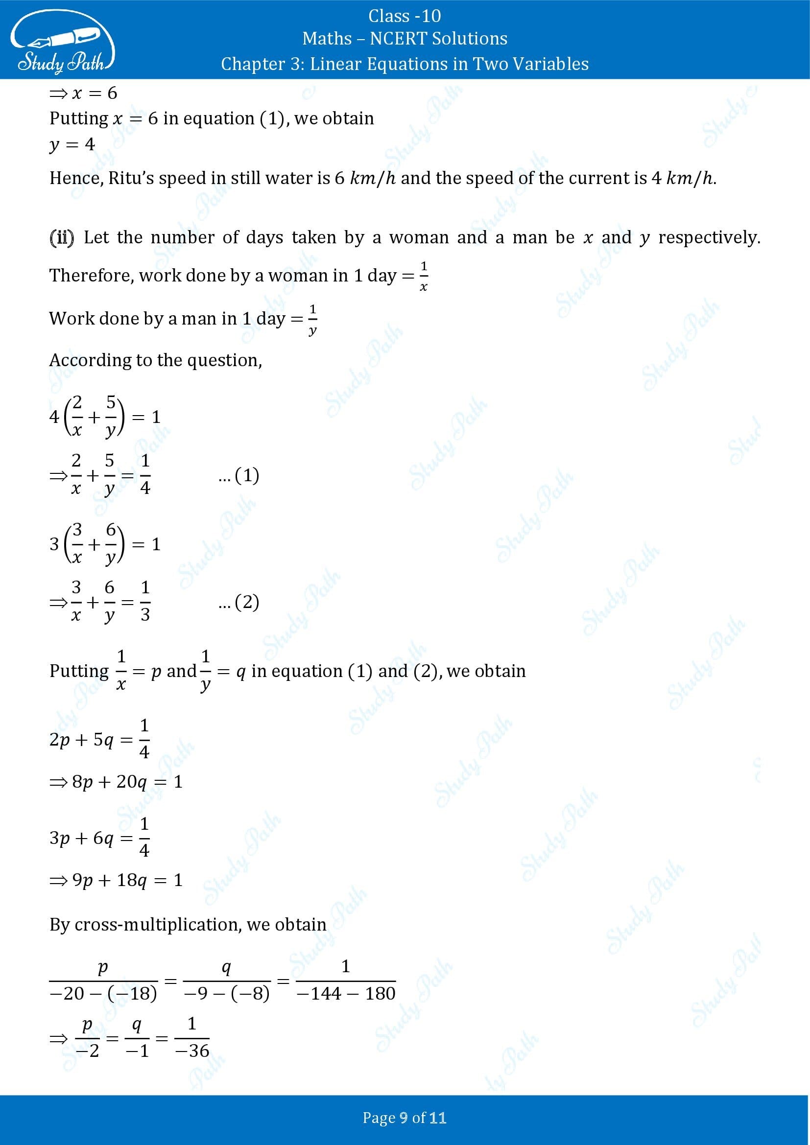 NCERT Solutions for Class 10 Maths Chapter 3 Linear Equations in Two Variables Exercise 3.6 00009