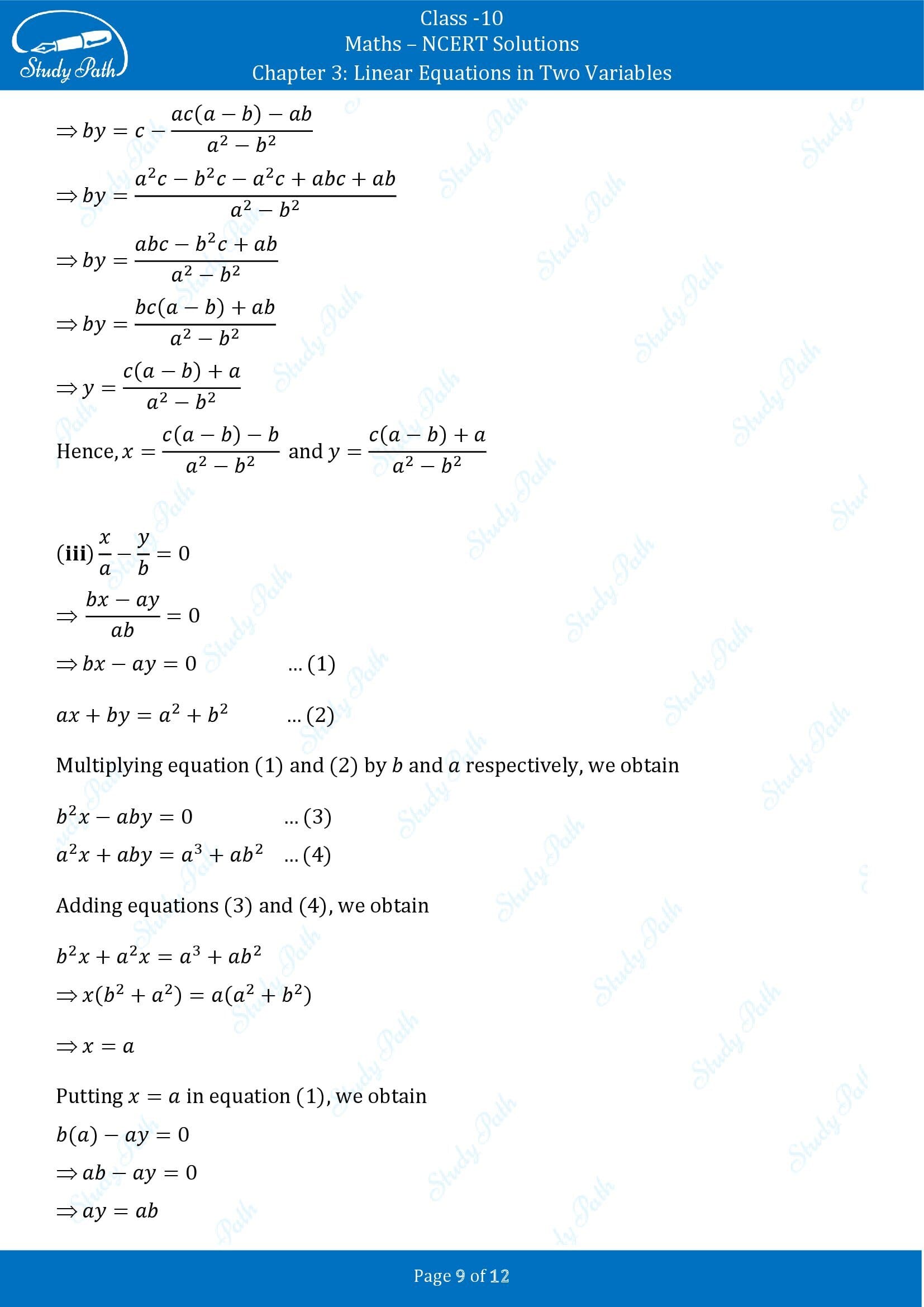 NCERT Solutions for Class 10 Maths Chapter 3 Linear Equations in Two Variables Exercise 3.7 00009