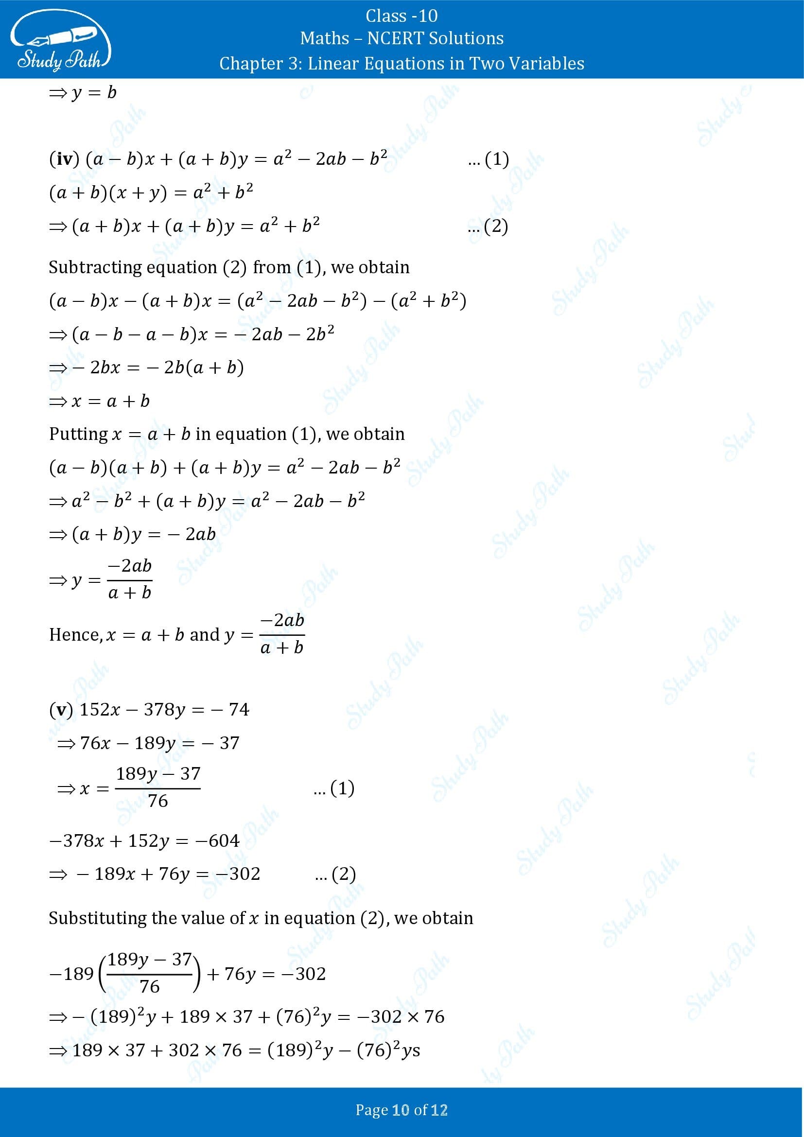 NCERT Solutions for Class 10 Maths Chapter 3 Linear Equations in Two Variables Exercise 3.7 00010