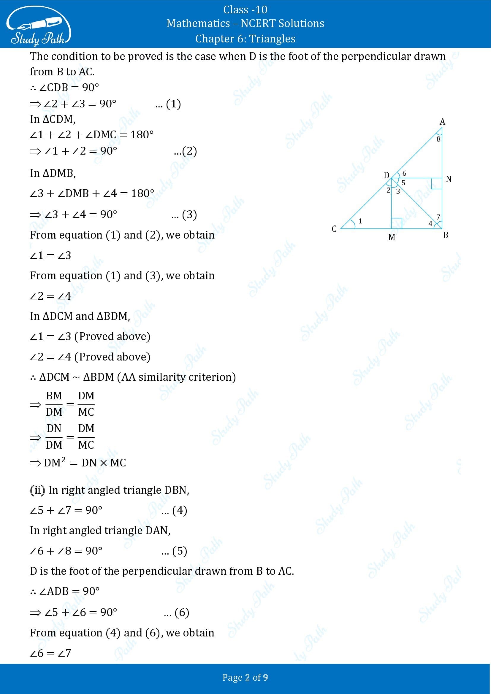 NCERT Solutions for Class 10 Maths Chapter 6 Triangles Exercise 6.6 00002