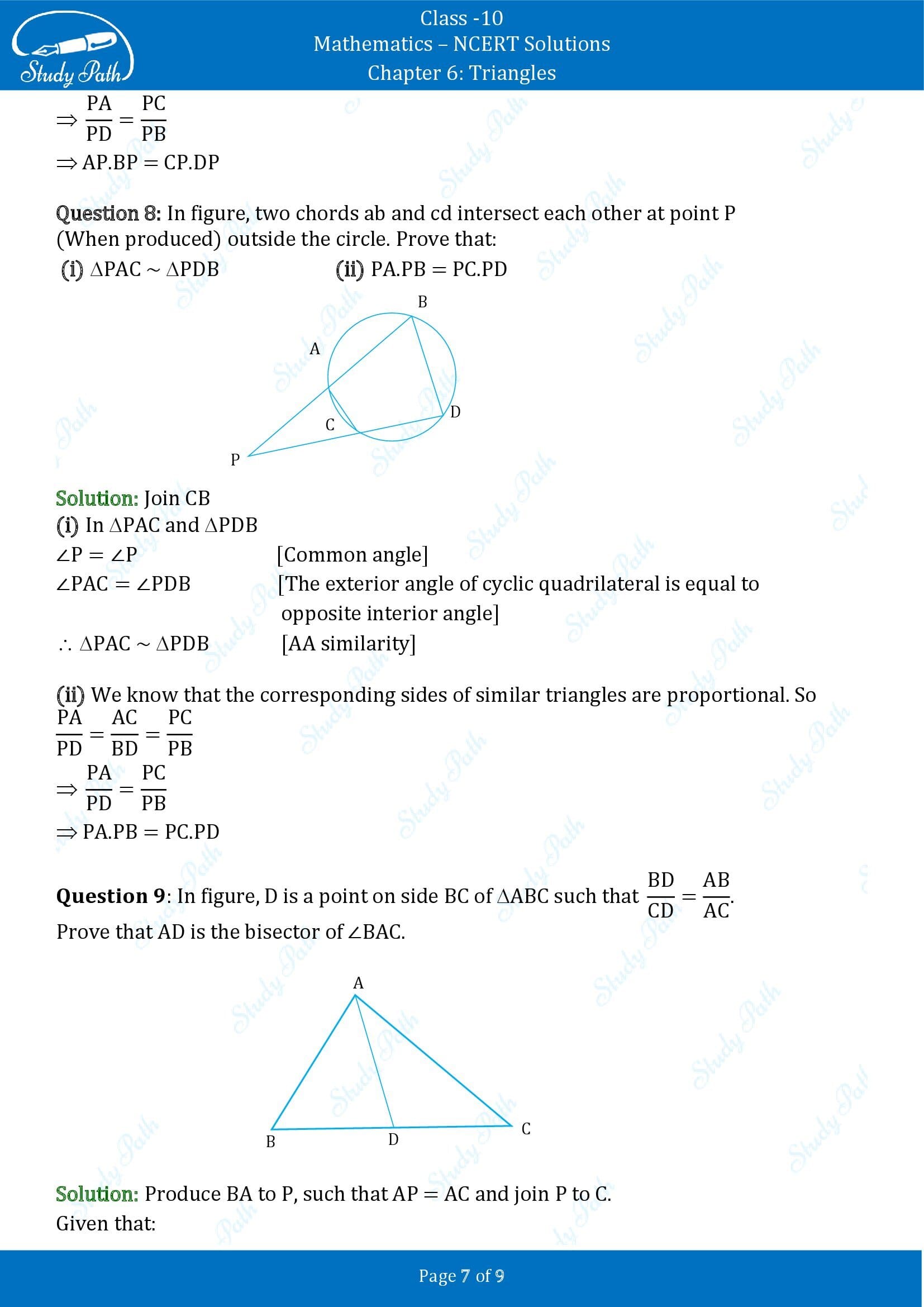NCERT Solutions for Class 10 Maths Chapter 6 Triangles Exercise 6.6 00007