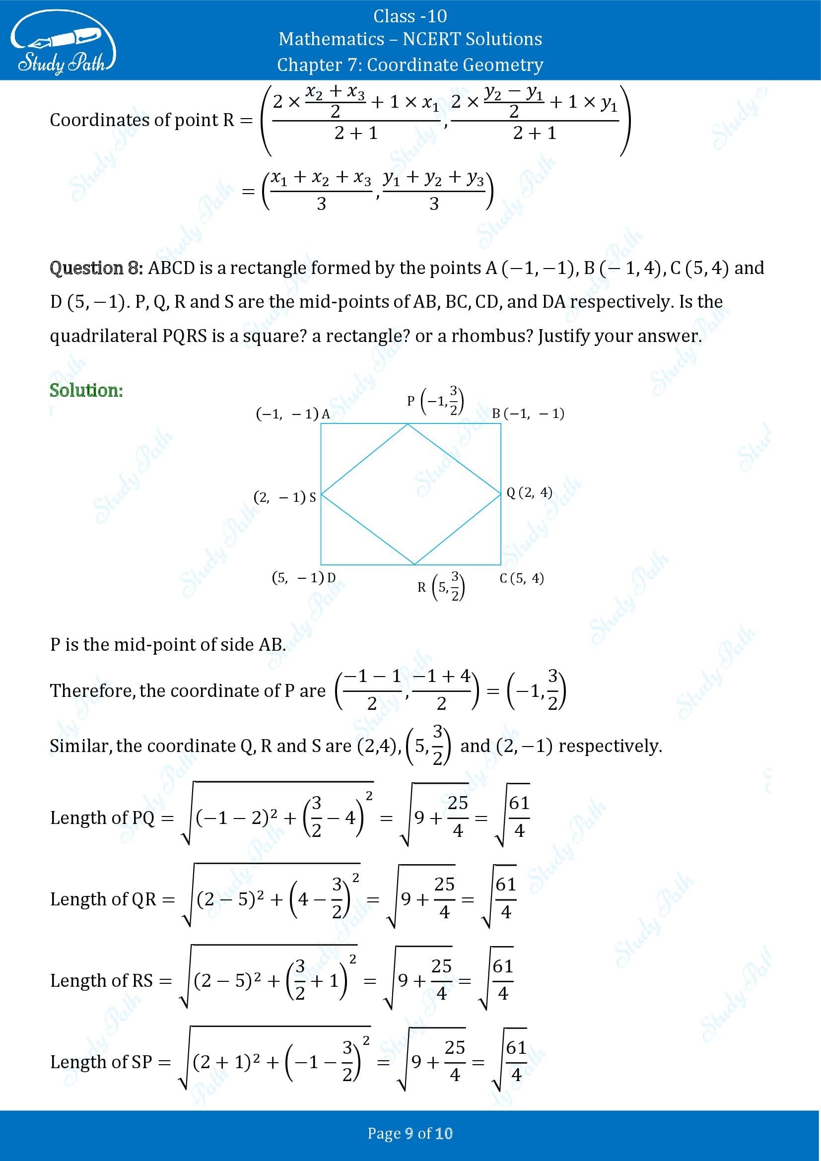 NCERT Solutions for Class 10 Maths Chapter 7 Coordinate Geometry Exercise 7.4 00009