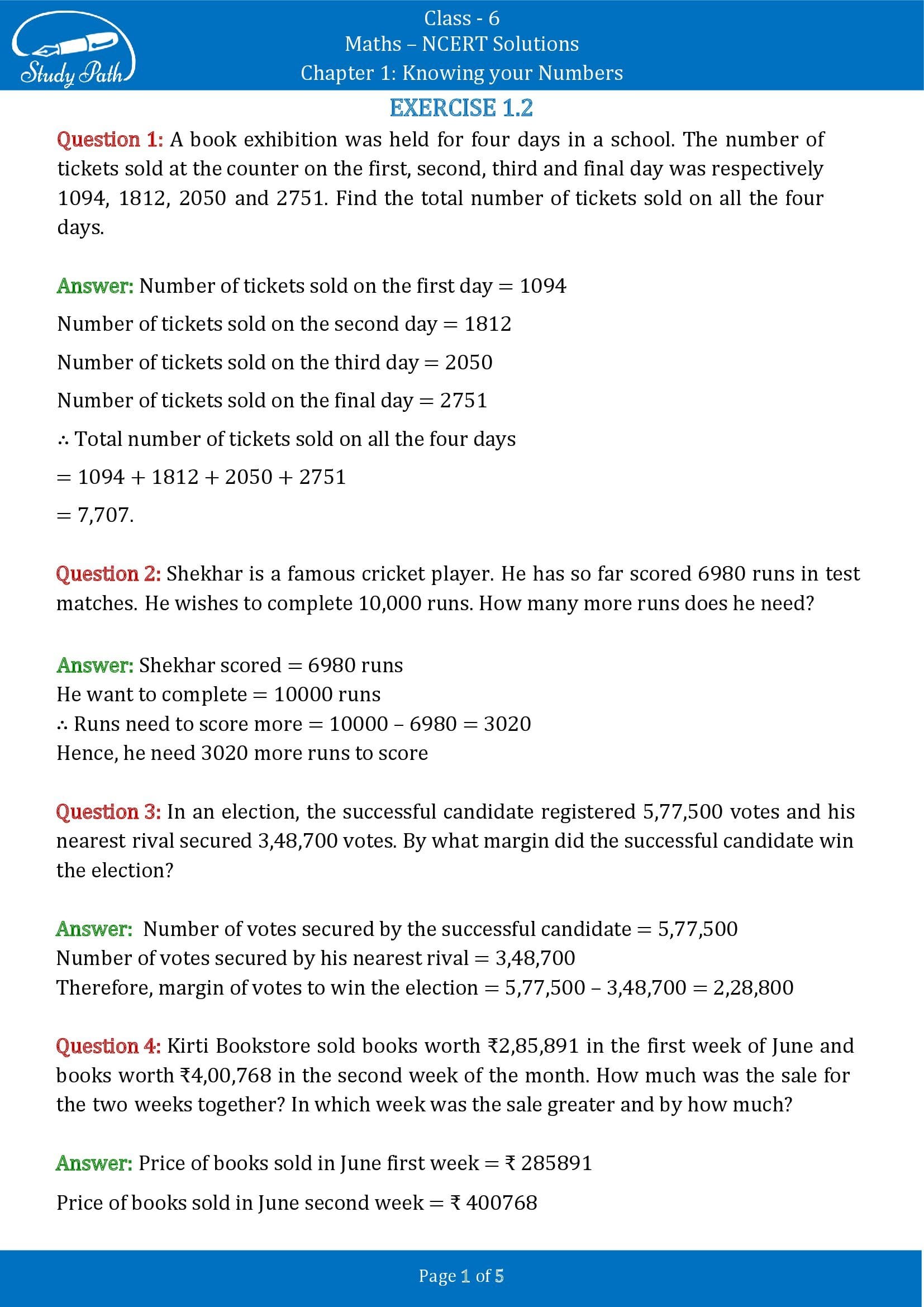 NCERT Solutions for Class 6 Maths Chapter 1 Knowing Your Numbers Exercise 1.2 00001