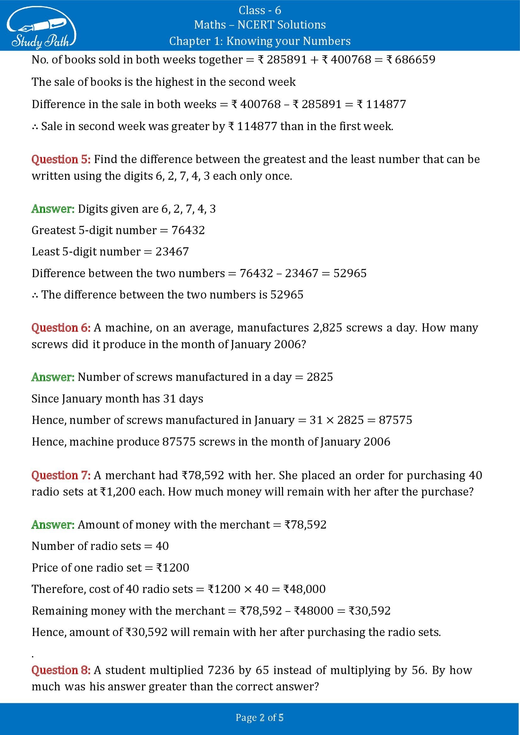 NCERT Solutions for Class 6 Maths Chapter 1 Knowing Your Numbers Exercise 1.2 00002