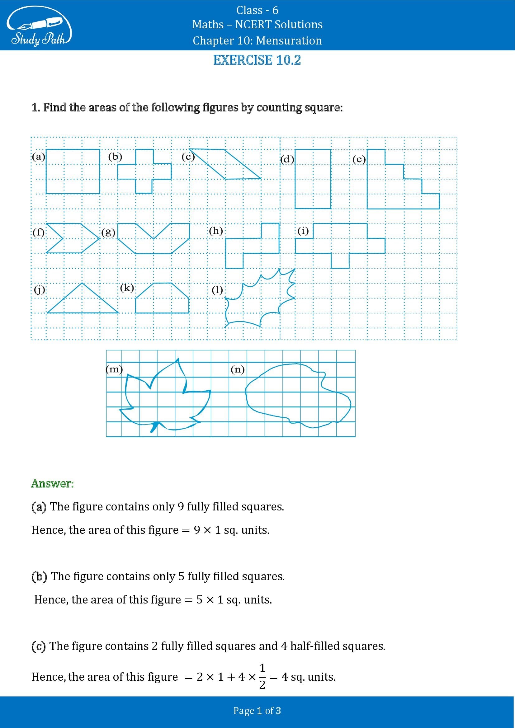 NCERT Solutions for Class 6 Maths Chapter 10 Mensuration Exercise 10.2 00001