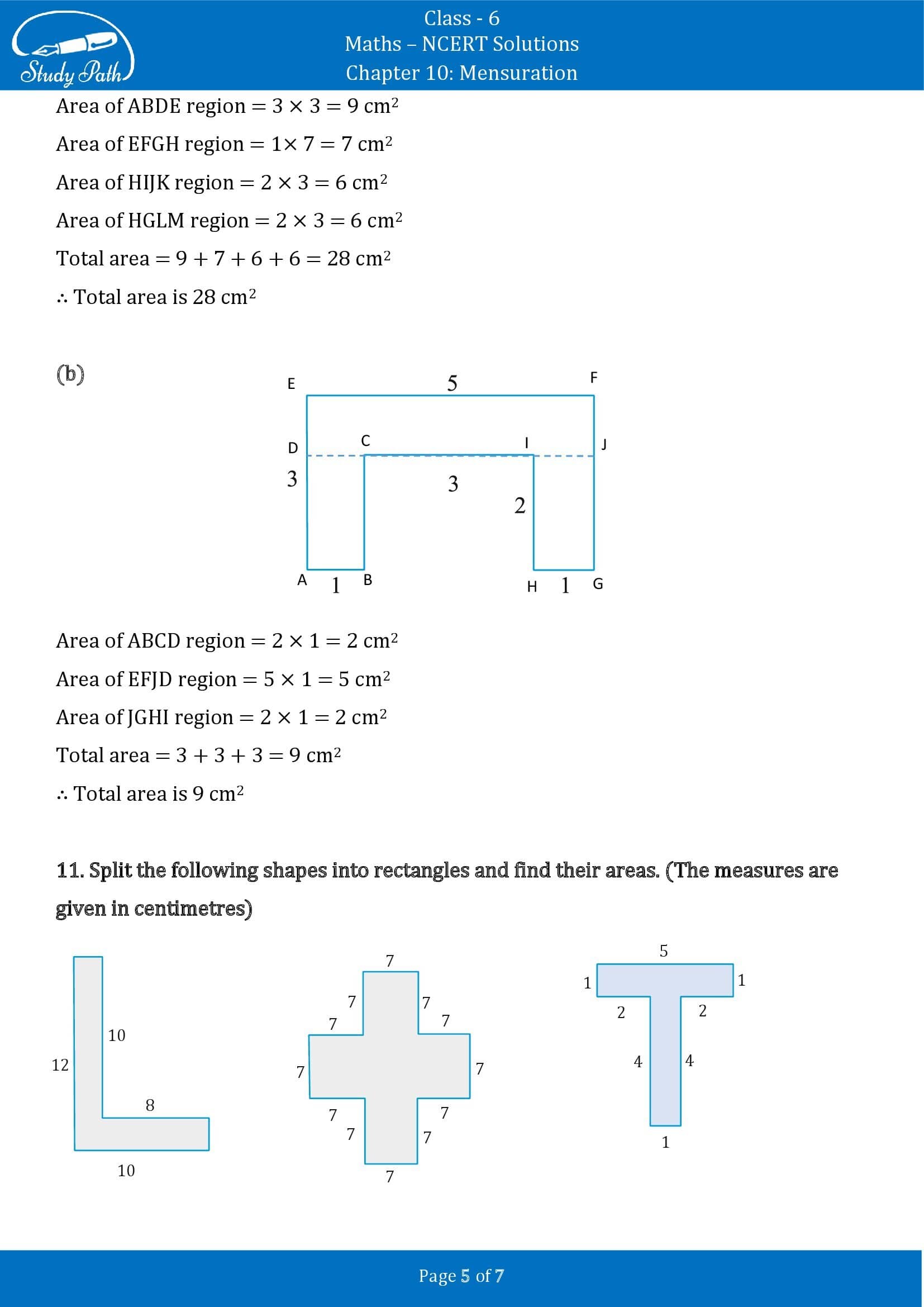 NCERT Solutions for Class 6 Maths Chapter 10 Mensuration Exercise 10.3 00005