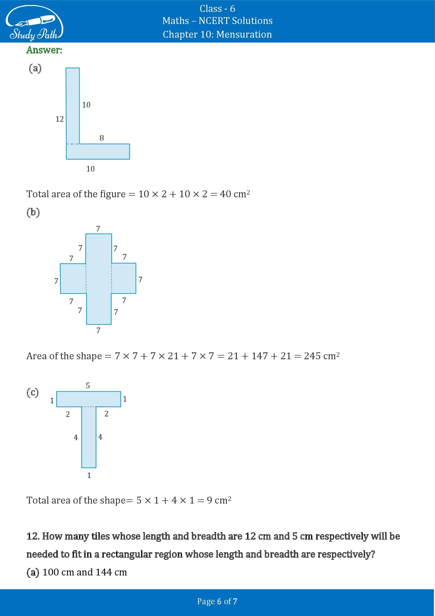 NCERT Solutions for Class 6 Maths Chapter 10 Mensuration Exercise 10.3 00006