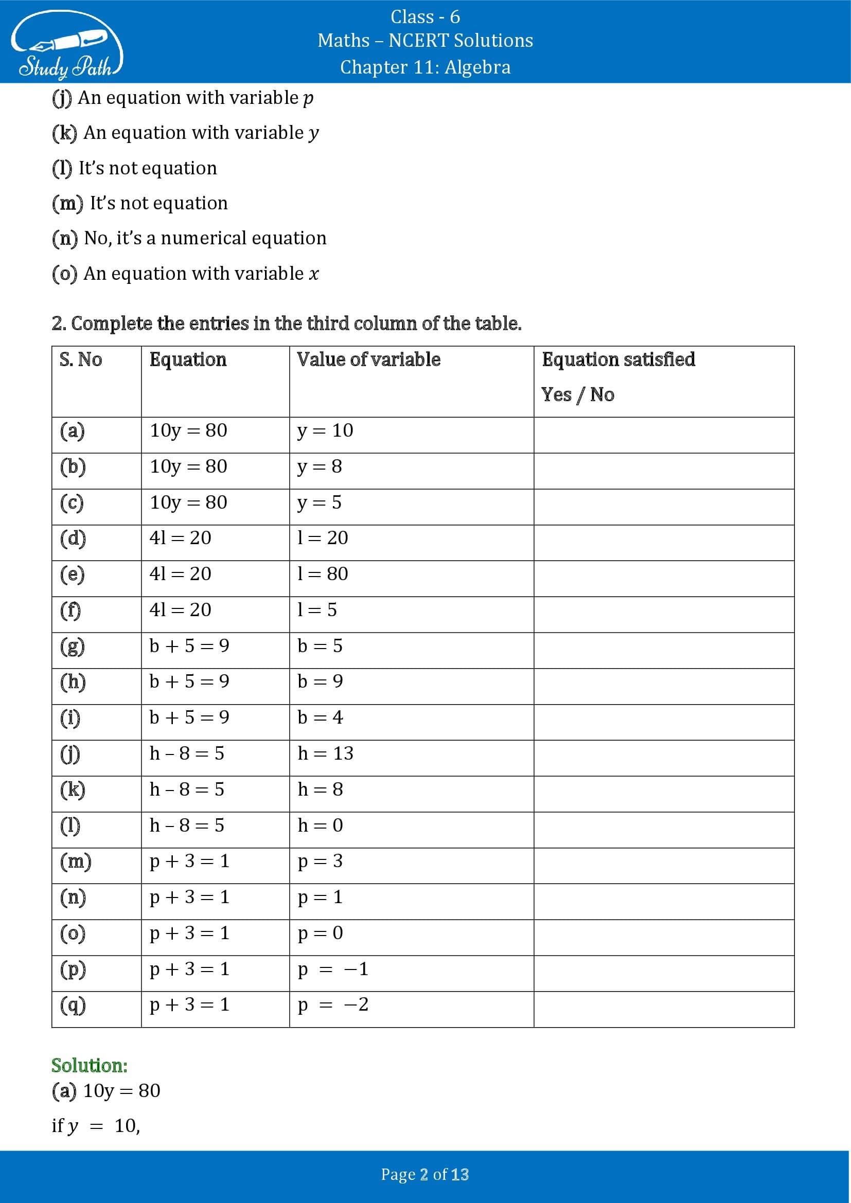 NCERT Solutions for Class 6 Maths Chapter 11 Algebra Exercise 11.5 00002