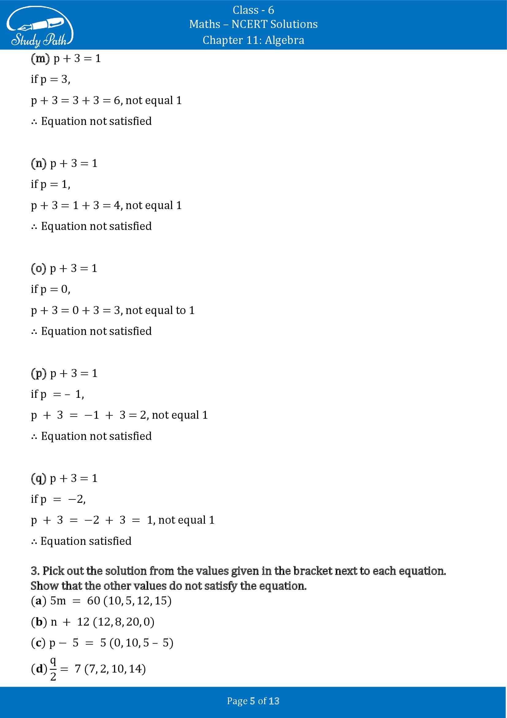 NCERT Solutions for Class 6 Maths Chapter 11 Algebra Exercise 11.5 00005