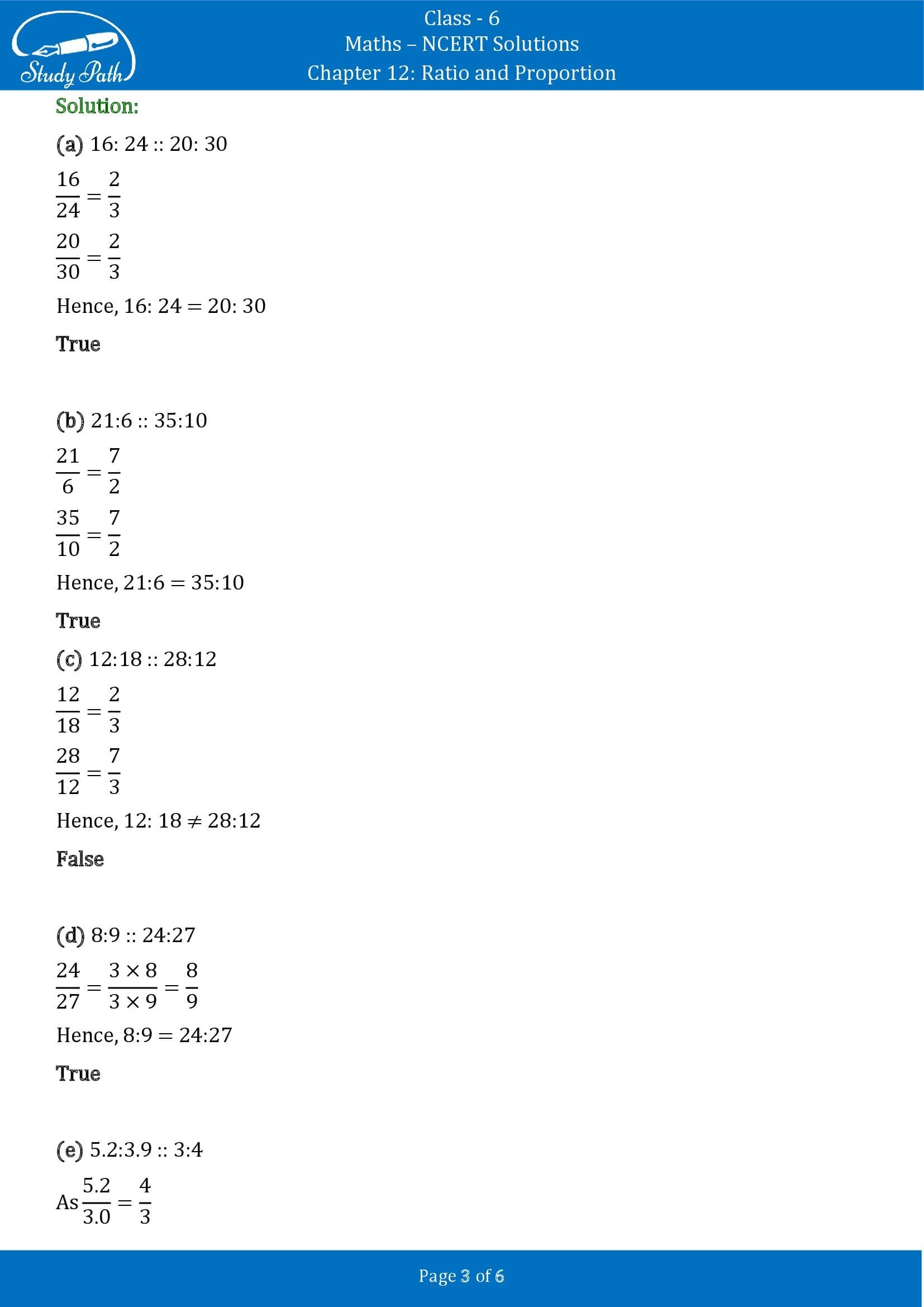 NCERT Solutions for Class 6 Maths Chapter 12 Ratio and Proportion Exercise 12.2 00003