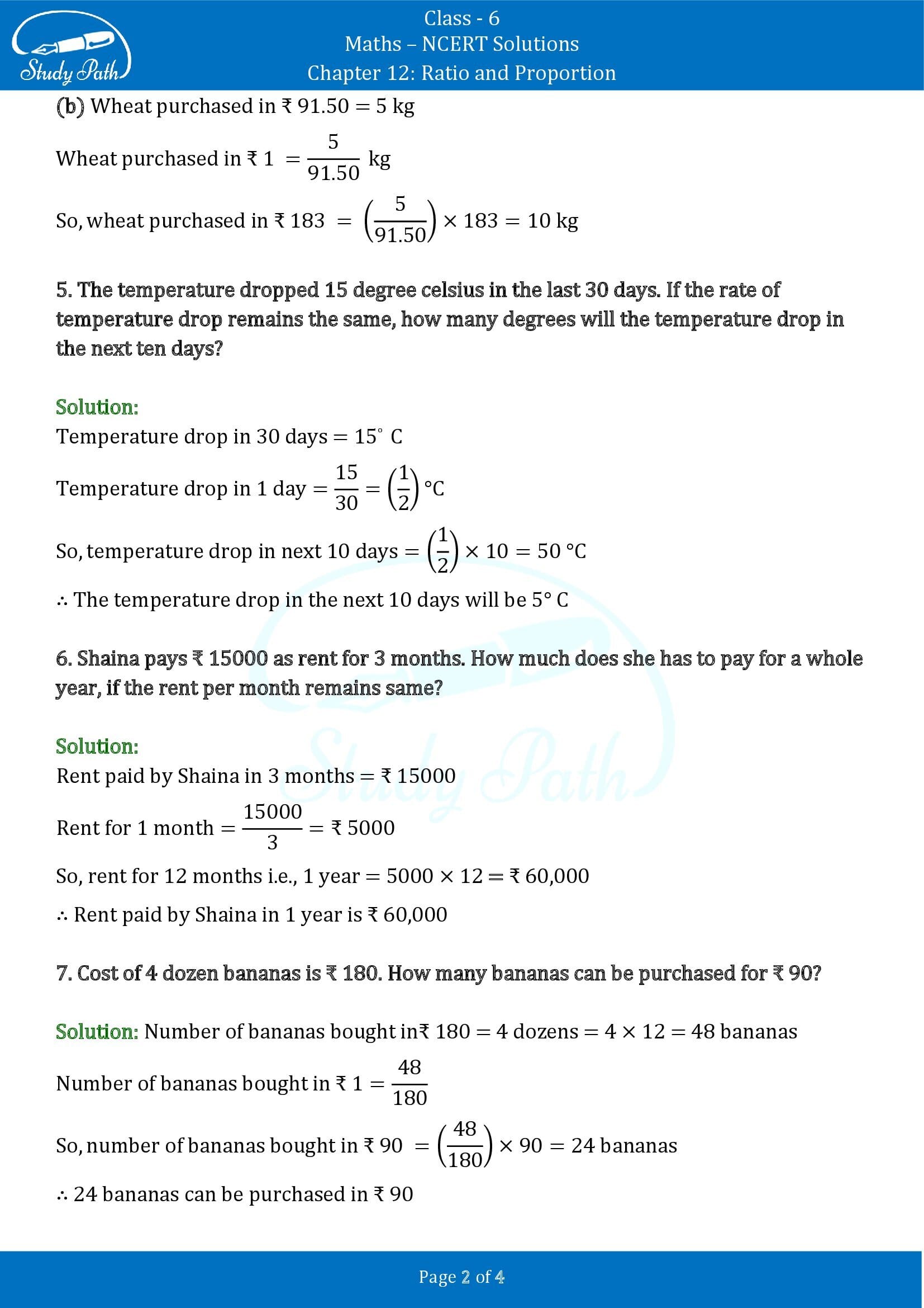 NCERT Solutions for Class 6 Maths Chapter 12 Ratio and Proportion Exercise 12.3 00002