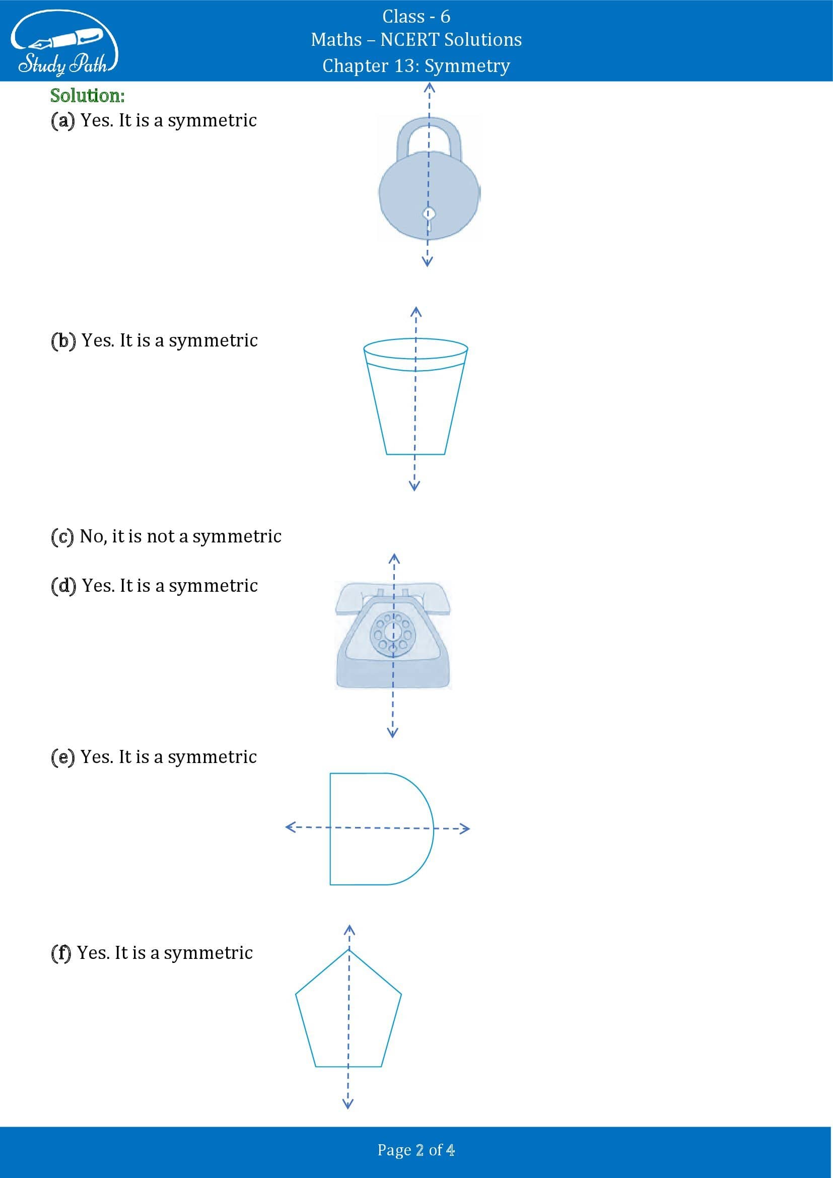 NCERT Solutions for Class 6 Maths Chapter 13 Symmetry Exercise 13.1 00002