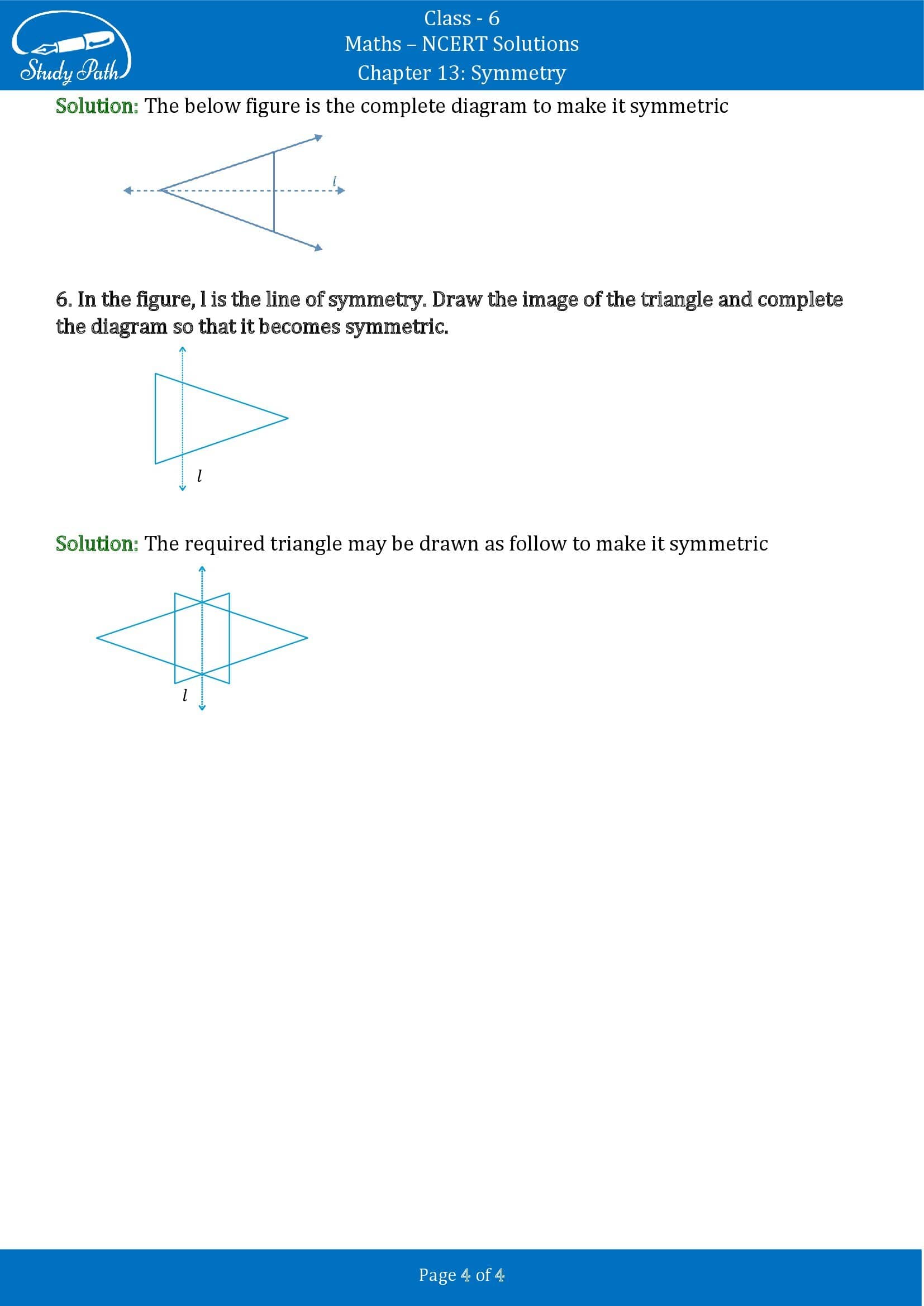 NCERT Solutions for Class 6 Maths Chapter 13 Symmetry Exercise 13.1 00004