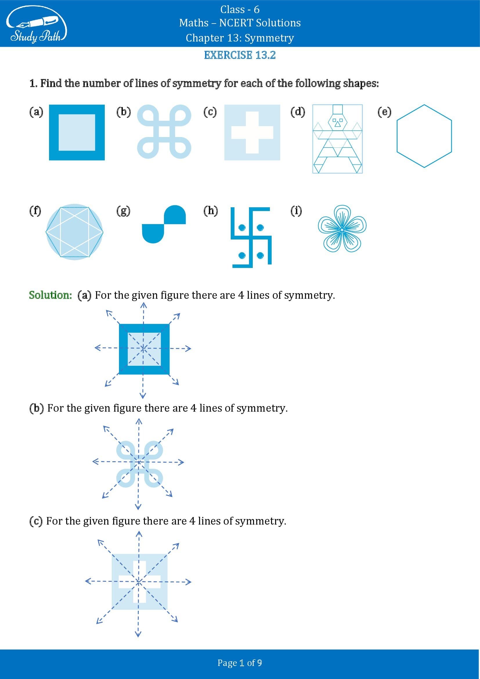 NCERT Solutions for Class 6 Maths Chapter 13 Symmetry Exercise 13.2 00001