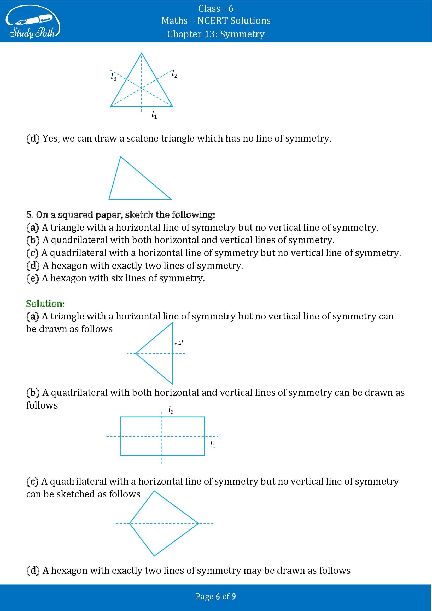 NCERT Solutions for Class 6 Maths Chapter 13 Symmetry Exercise 13.2 00006