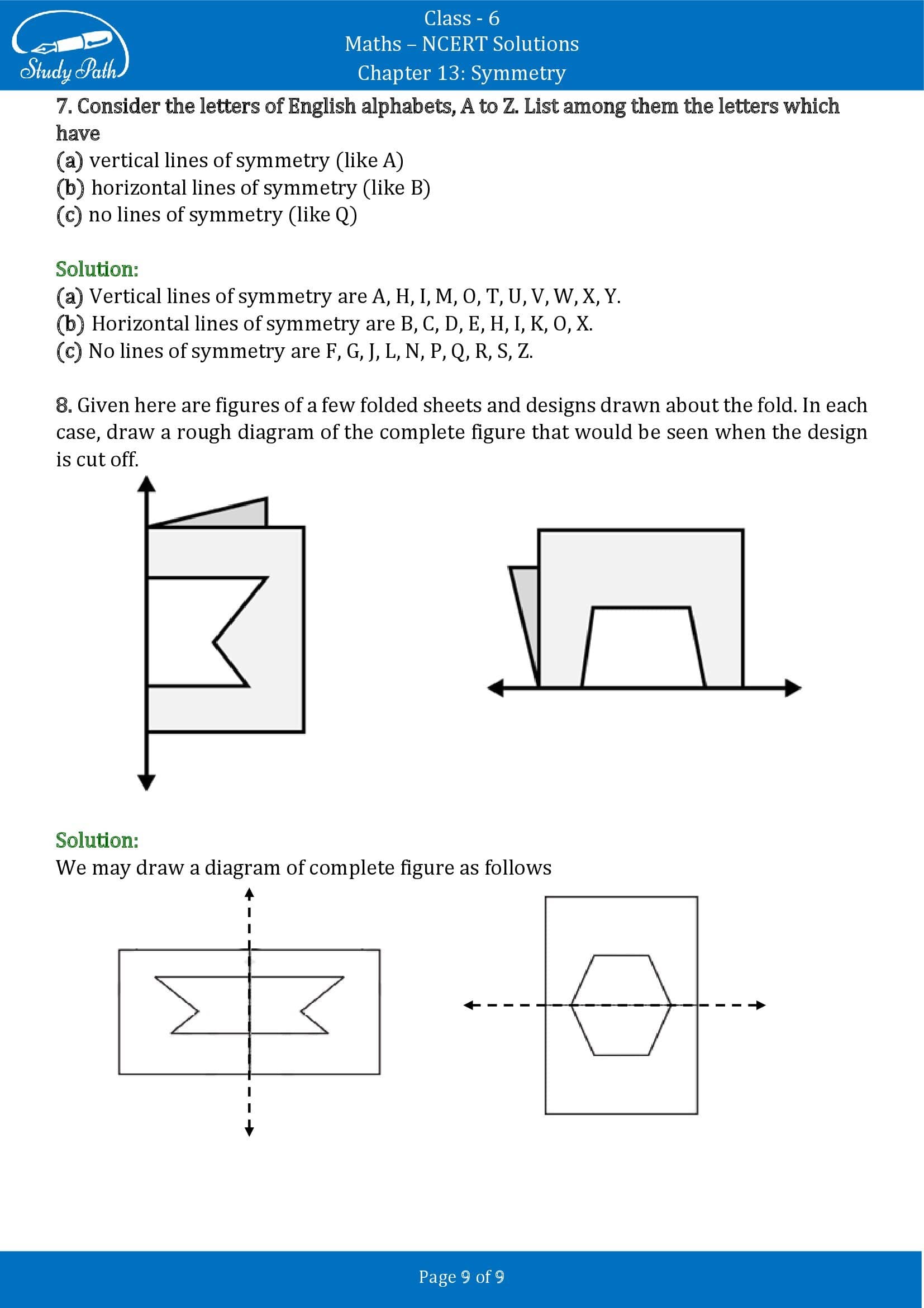 NCERT Solutions for Class 6 Maths Chapter 13 Symmetry Exercise 13.2 00009