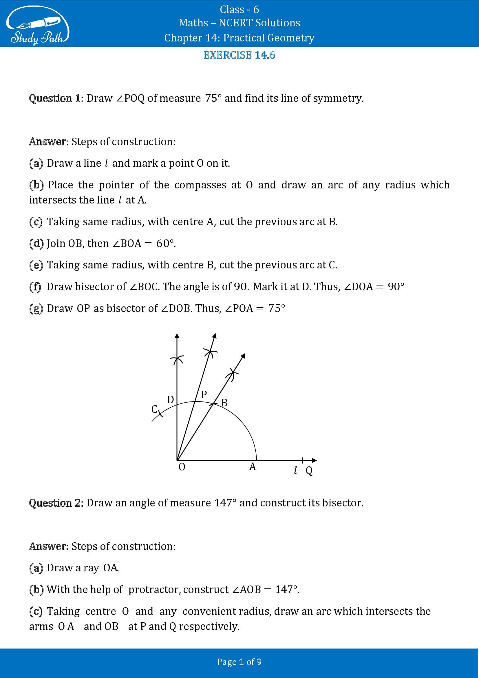 NCERT Solutions for Class 6 Maths Chapter 14 Practical Geometry Exercise 14.6 00001