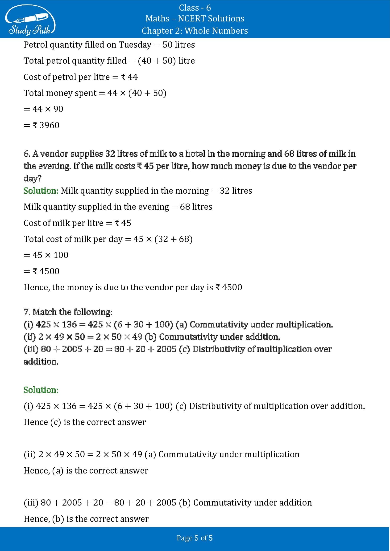 NCERT Solutions for Class 6 Maths Chapter 2 Whole Numbers Exercise 2.2 00005