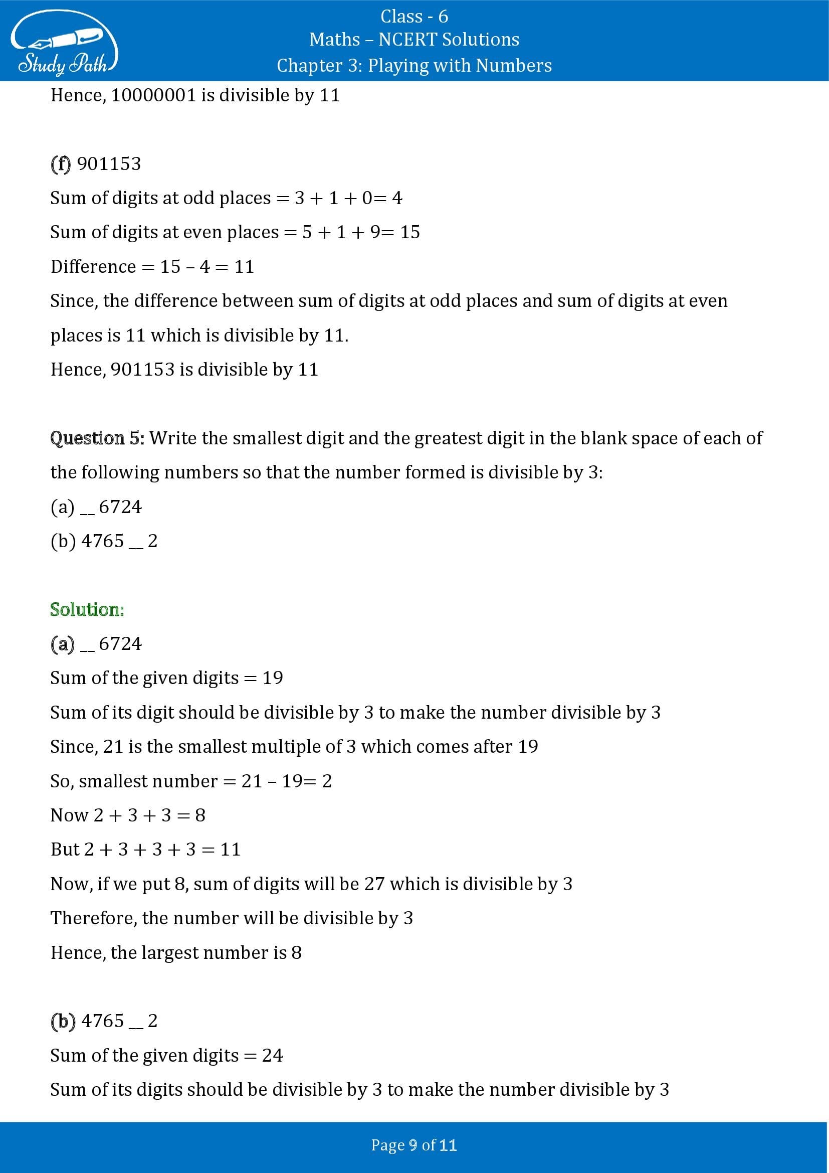 NCERT Solutions for Class 6 Maths Chapter 3 Playing with Numbers Exercise 3.3 00009