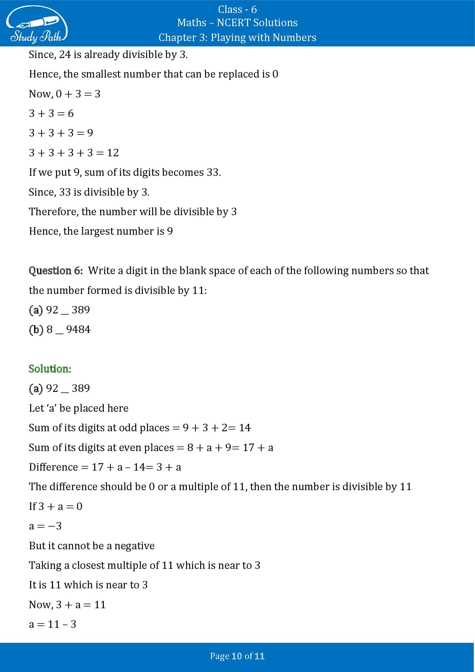 NCERT Solutions for Class 6 Maths Chapter 3 Playing with Numbers Exercise 3.3 00010