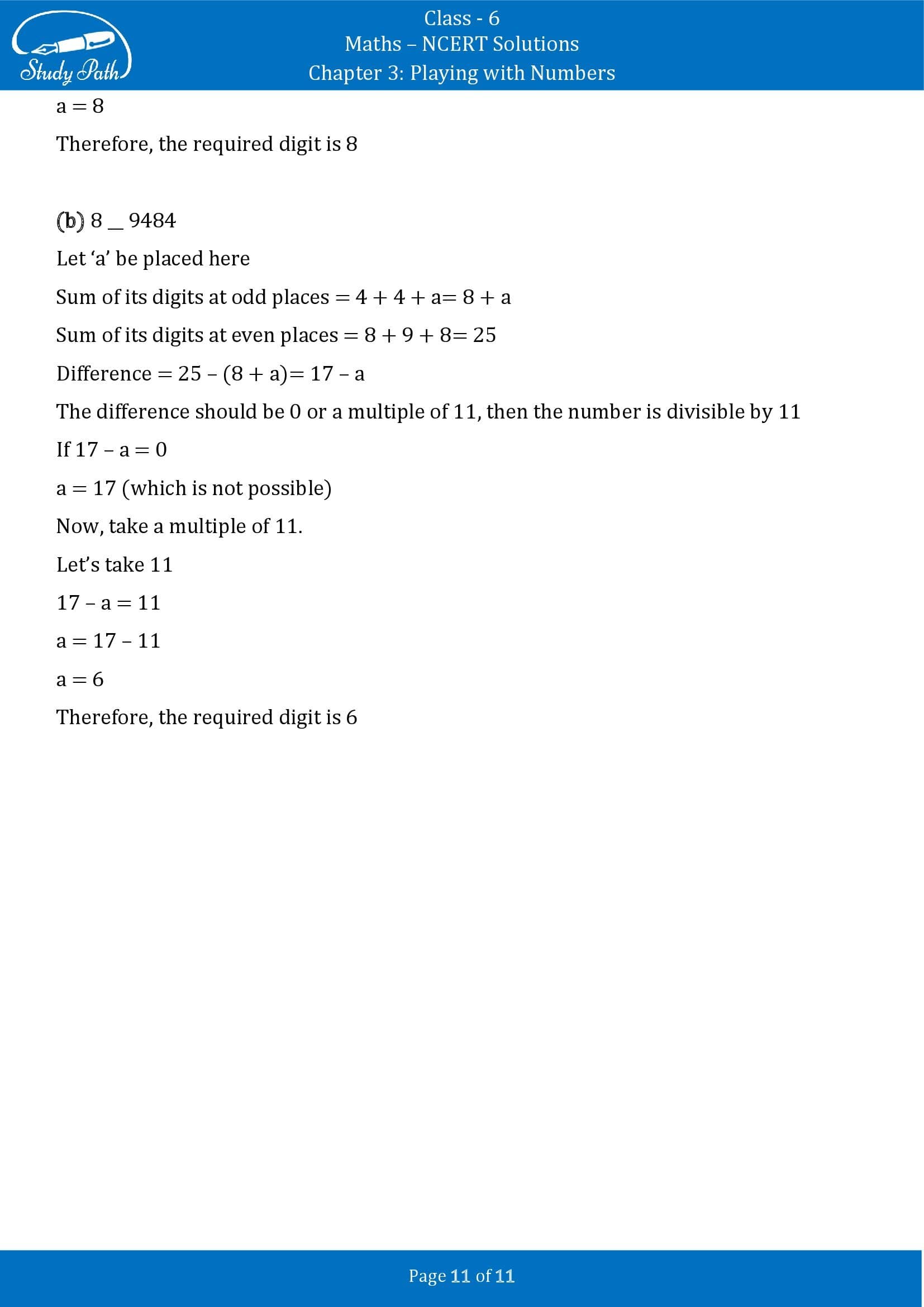 NCERT Solutions for Class 6 Maths Chapter 3 Playing with Numbers Exercise 3.3 00011