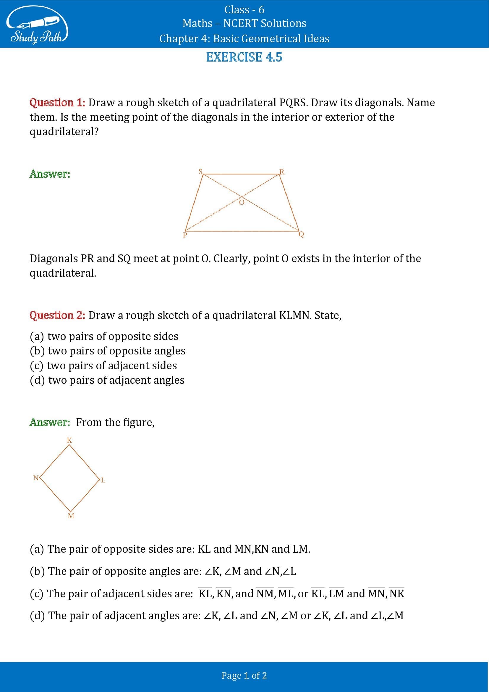 NCERT Solutions for Class 6 Maths Chapter 4 Basic Geometrical Ideas Exercise 4.5 00001