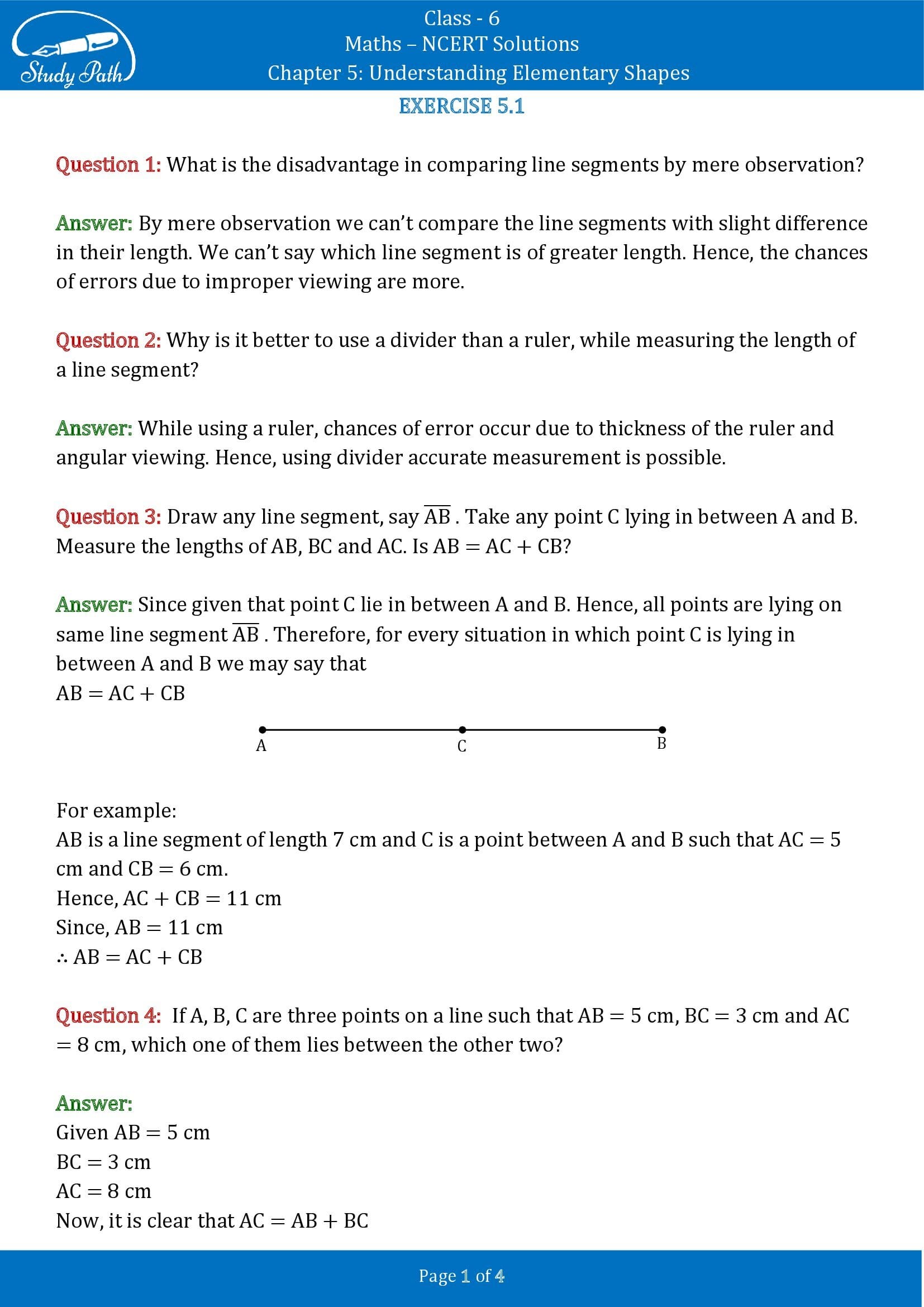 NCERT Solutions for Class 6 Maths Chapter 5 Understanding Elementary Shapes Exercise 5.1 00001