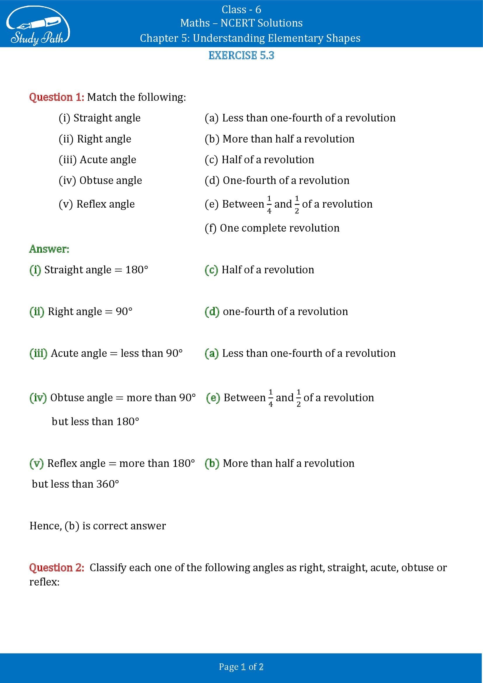 NCERT Solutions for Class 6 Maths Chapter 5 Understanding Elementary Shapes Exercise 5.3 00001