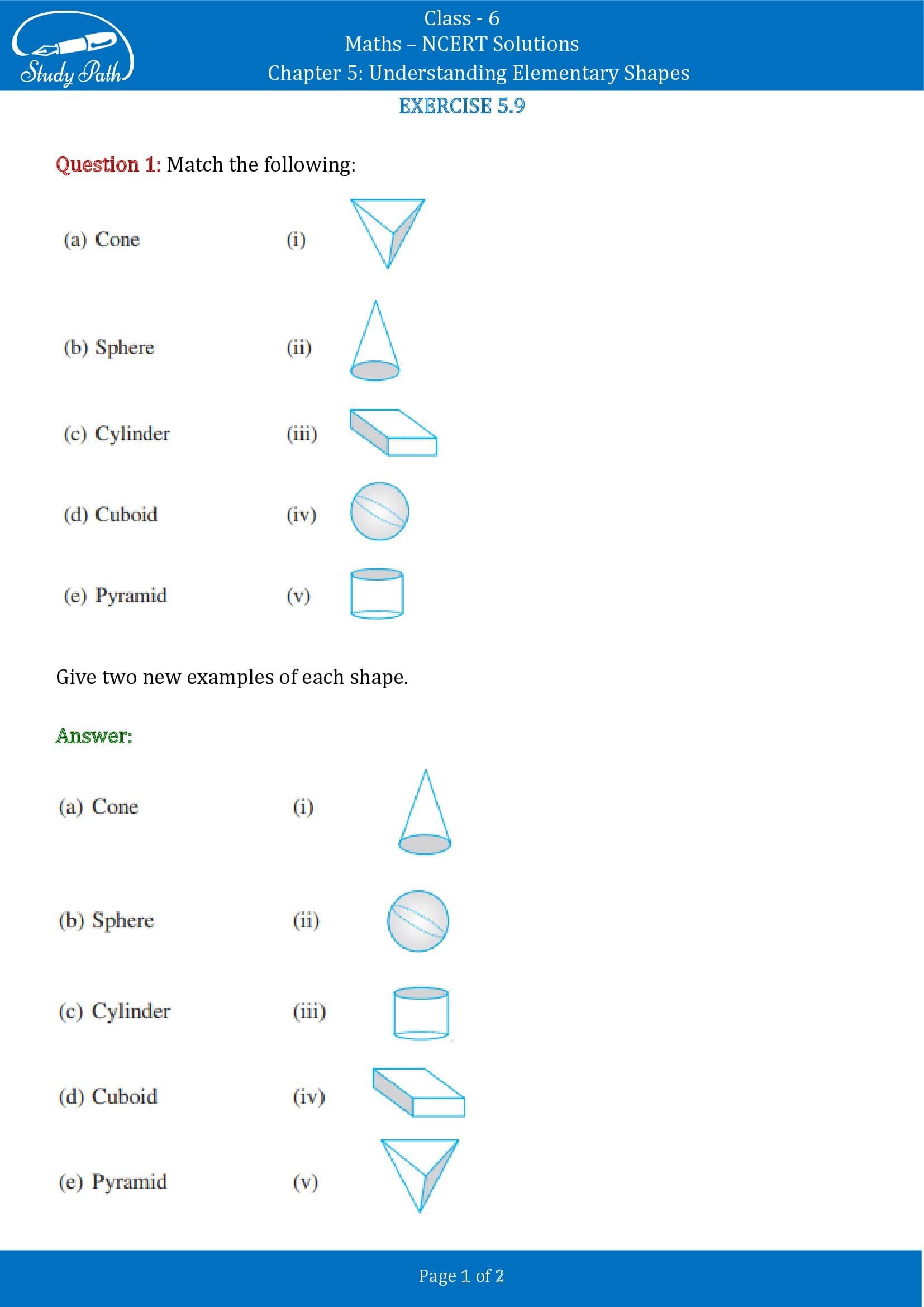 NCERT Solutions for Class 6 Maths Chapter 5 Understanding Elementary Shapes Exercise 5.9 00001