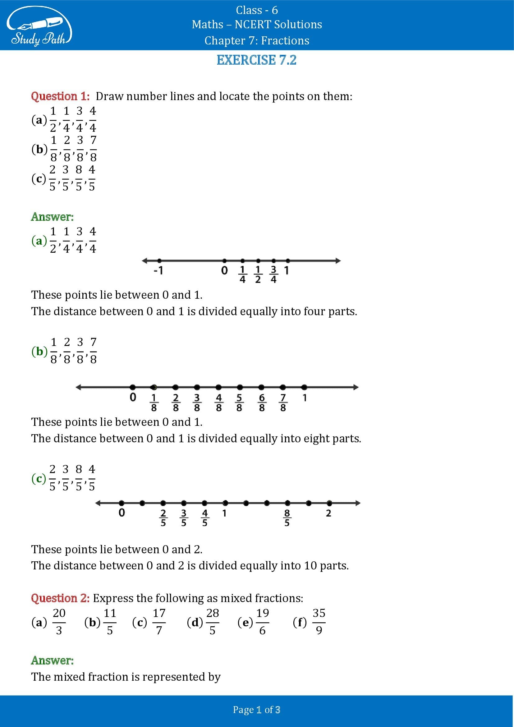 NCERT Solutions for Class 6 Maths Chapter 7 Fractions Exercise 7.2 00001