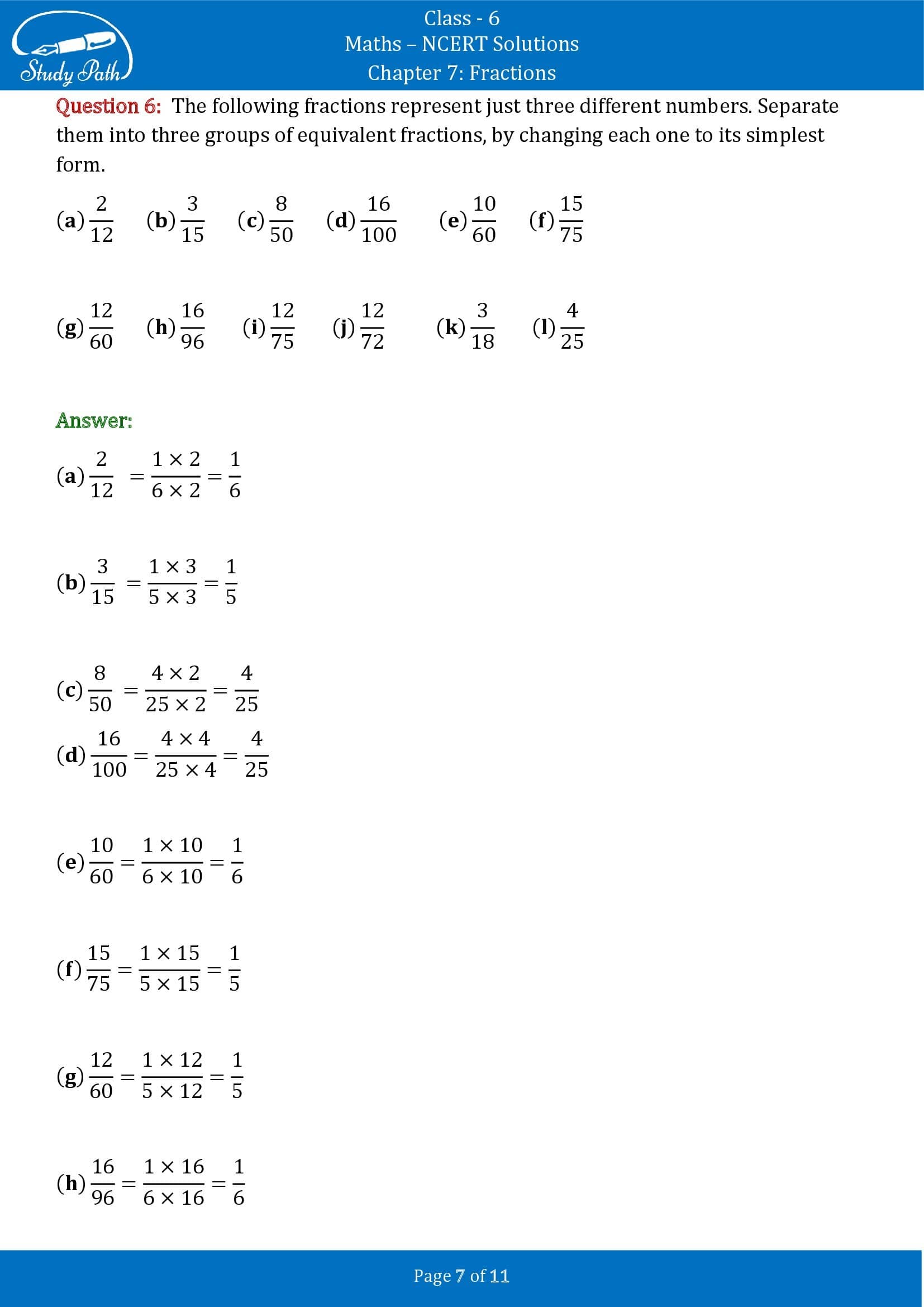 NCERT Solutions for Class 6 Maths Chapter 7 Fractions Exercise 7.4 00007