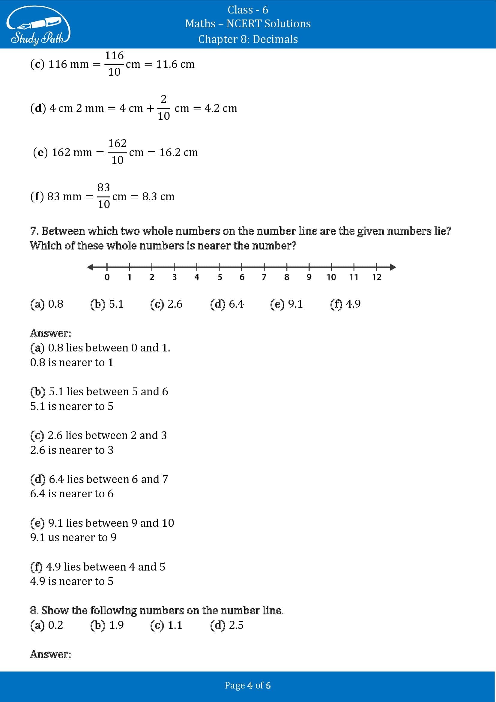 NCERT Solutions for Class 6 Maths Chapter 8 Decimals Exercise 8.1 00004