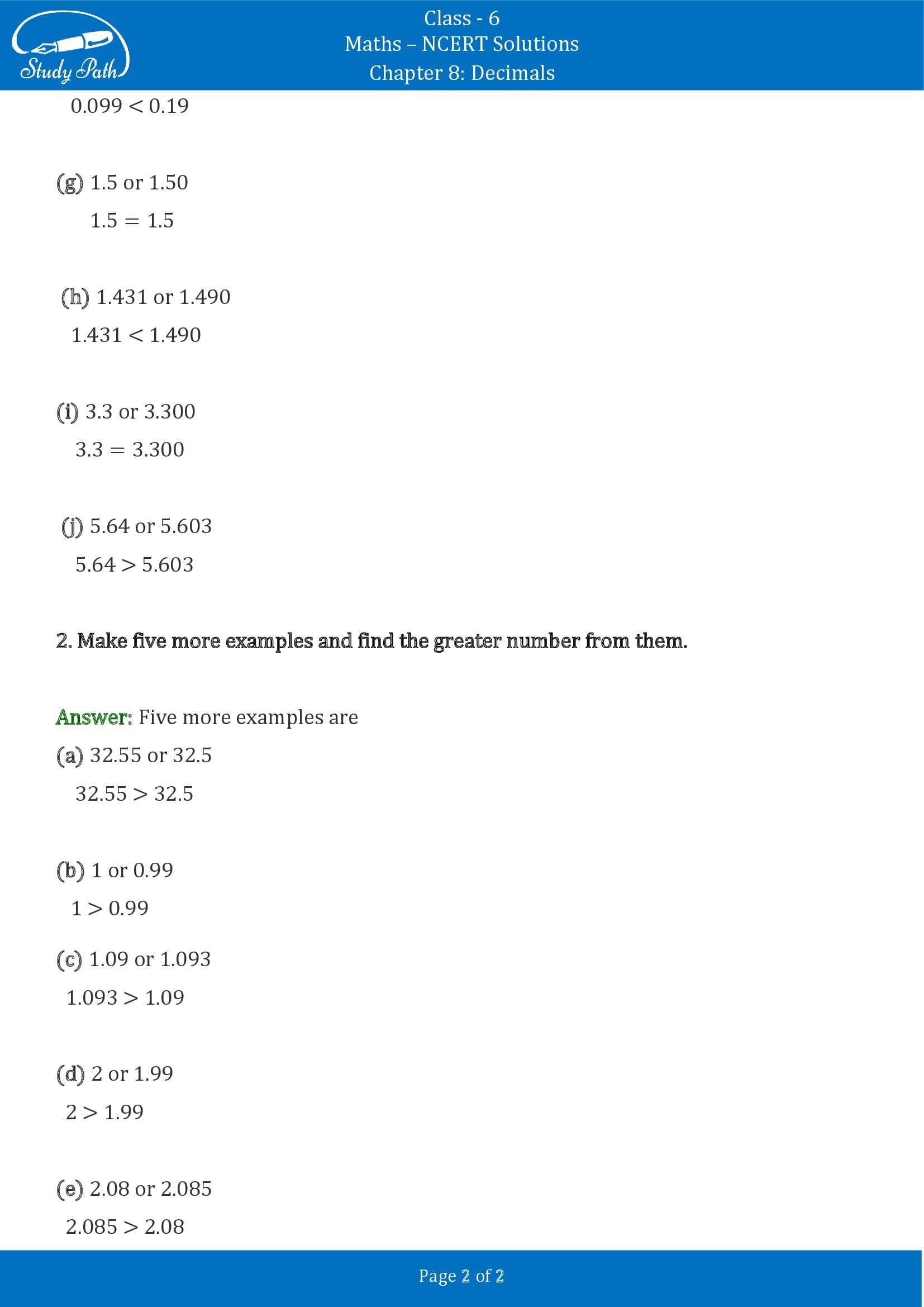 NCERT Solutions for Class 6 Maths Chapter 8 Decimals Exercise 8.3 00002