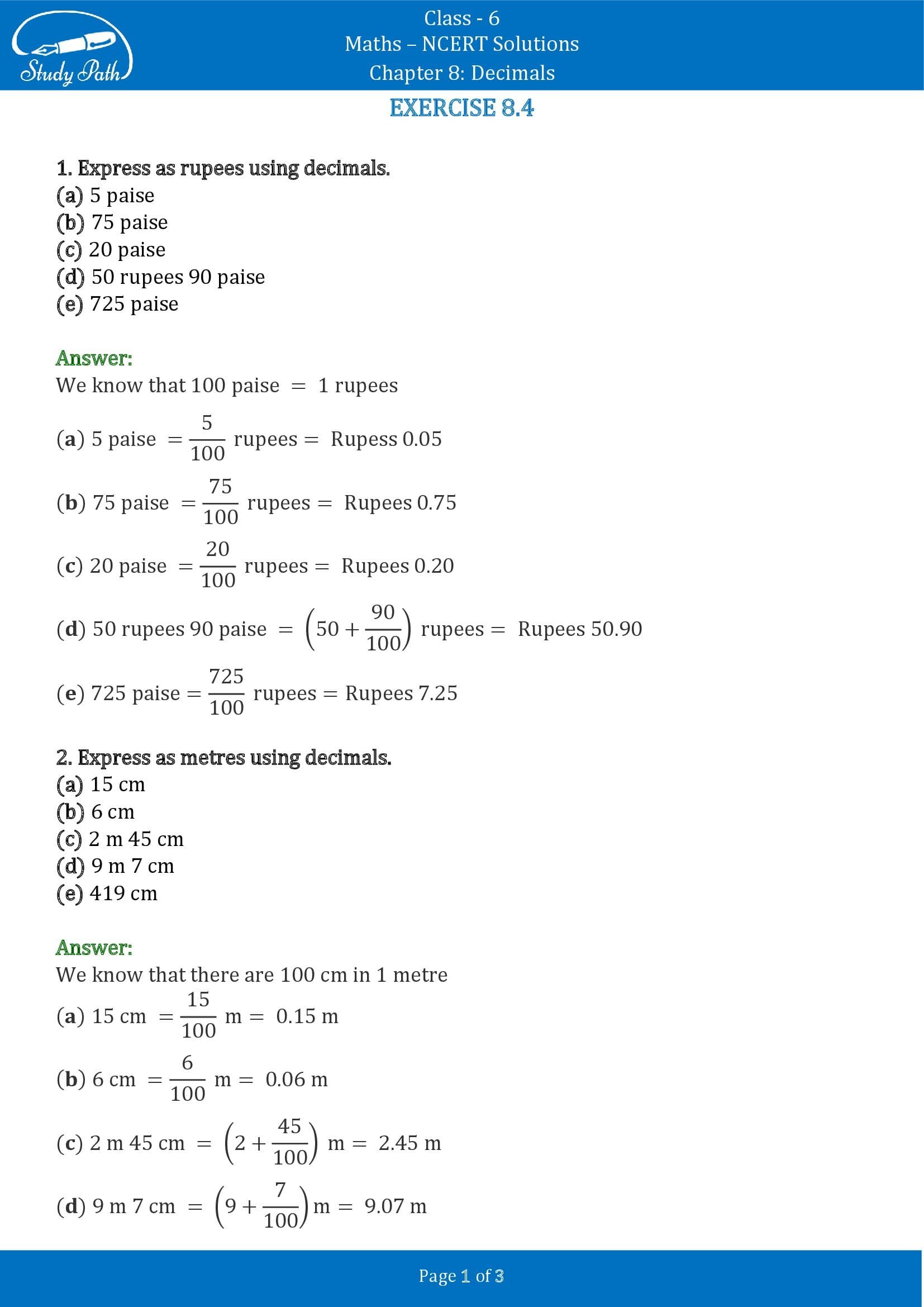 NCERT Solutions for Class 6 Maths Chapter 8 Decimals Exercise 8.4 00001