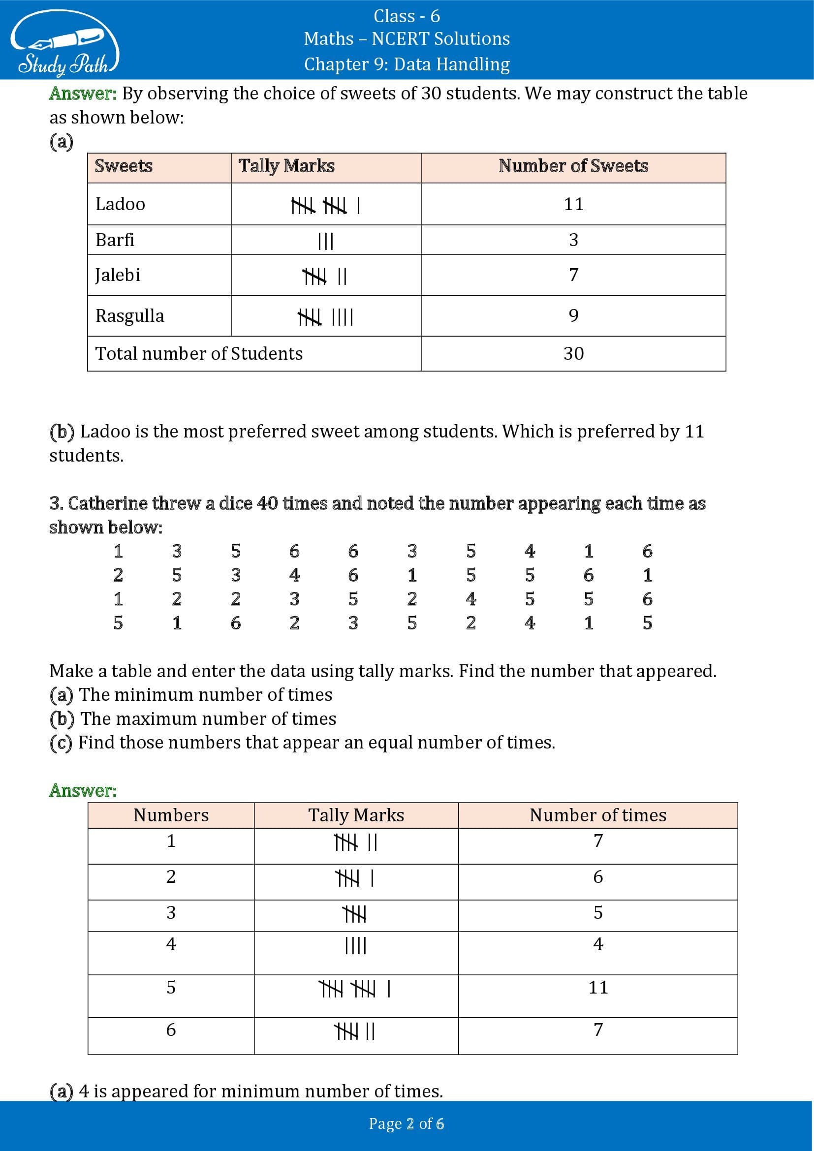 NCERT Solutions for Class 6 Maths Chapter 9 Data Handling Exercise 9.1 00002