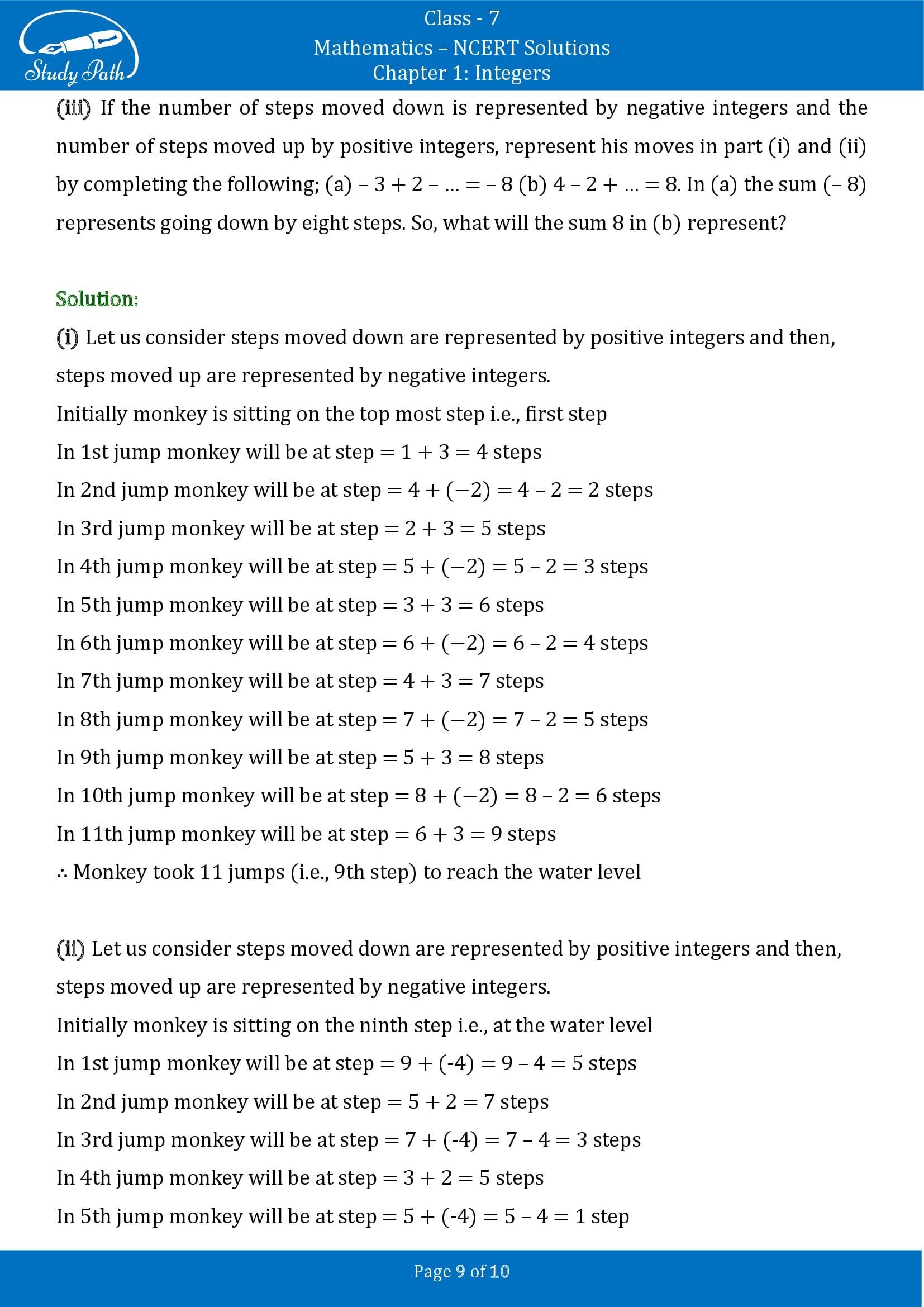 NCERT Solutions for Class 7 Maths Chapter 1 Integers Exercise 1.1 00009