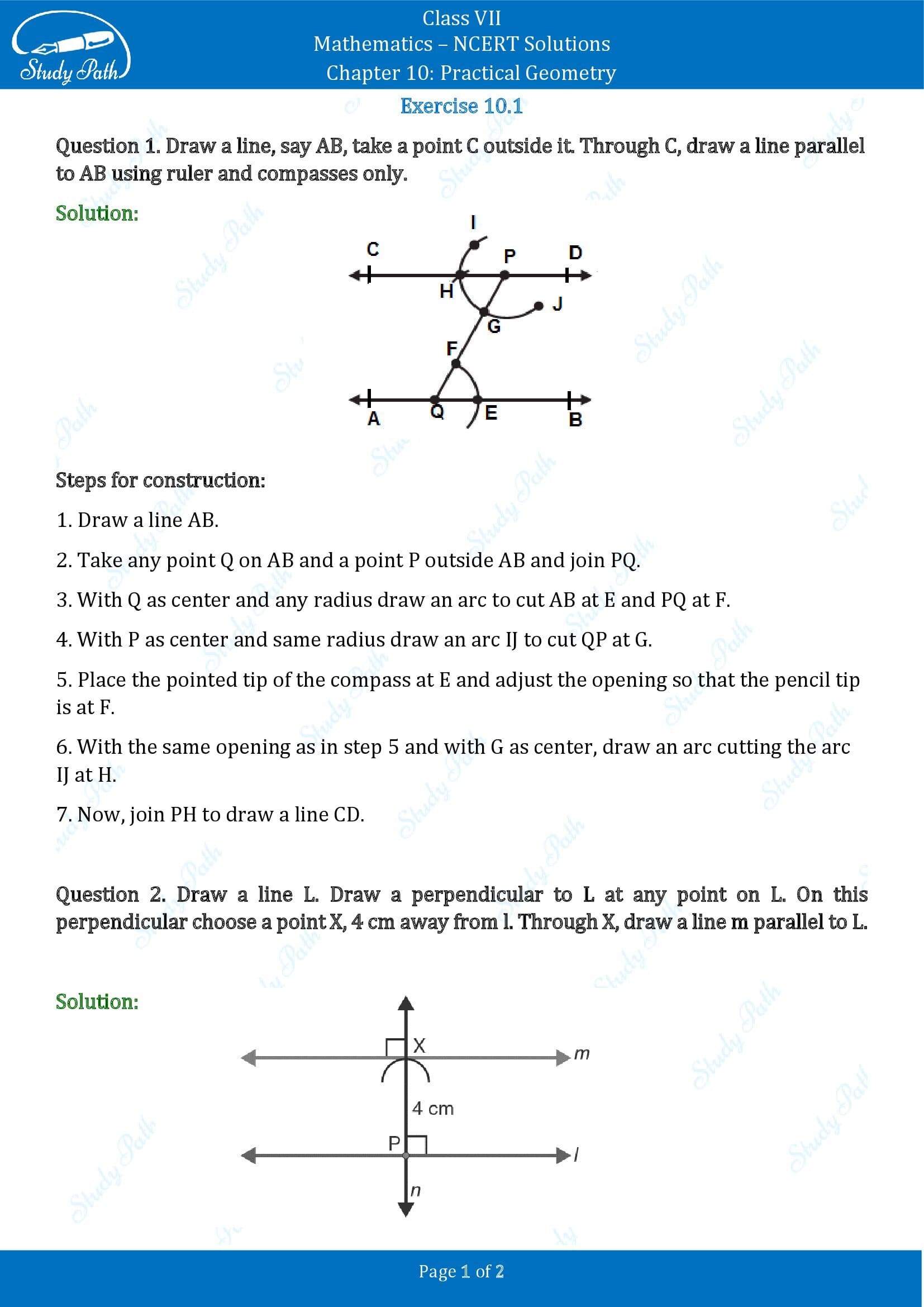 NCERT Solutions for Class 7 Maths Chapter 10 Practical Geometry Exercise 10.1 00001