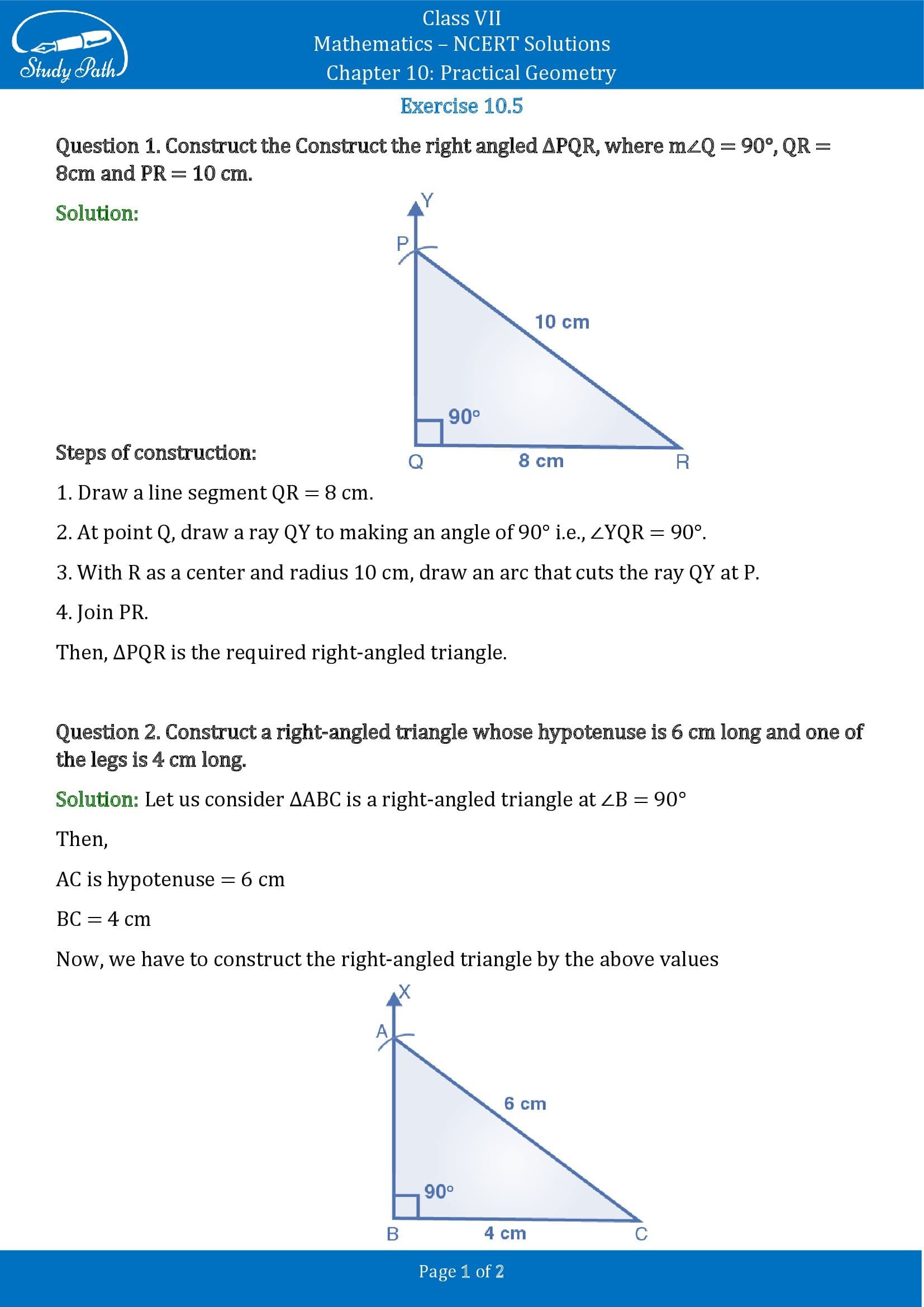 NCERT Solutions for Class 7 Maths Chapter 10 Practical Geometry Exercise 10.5 00001